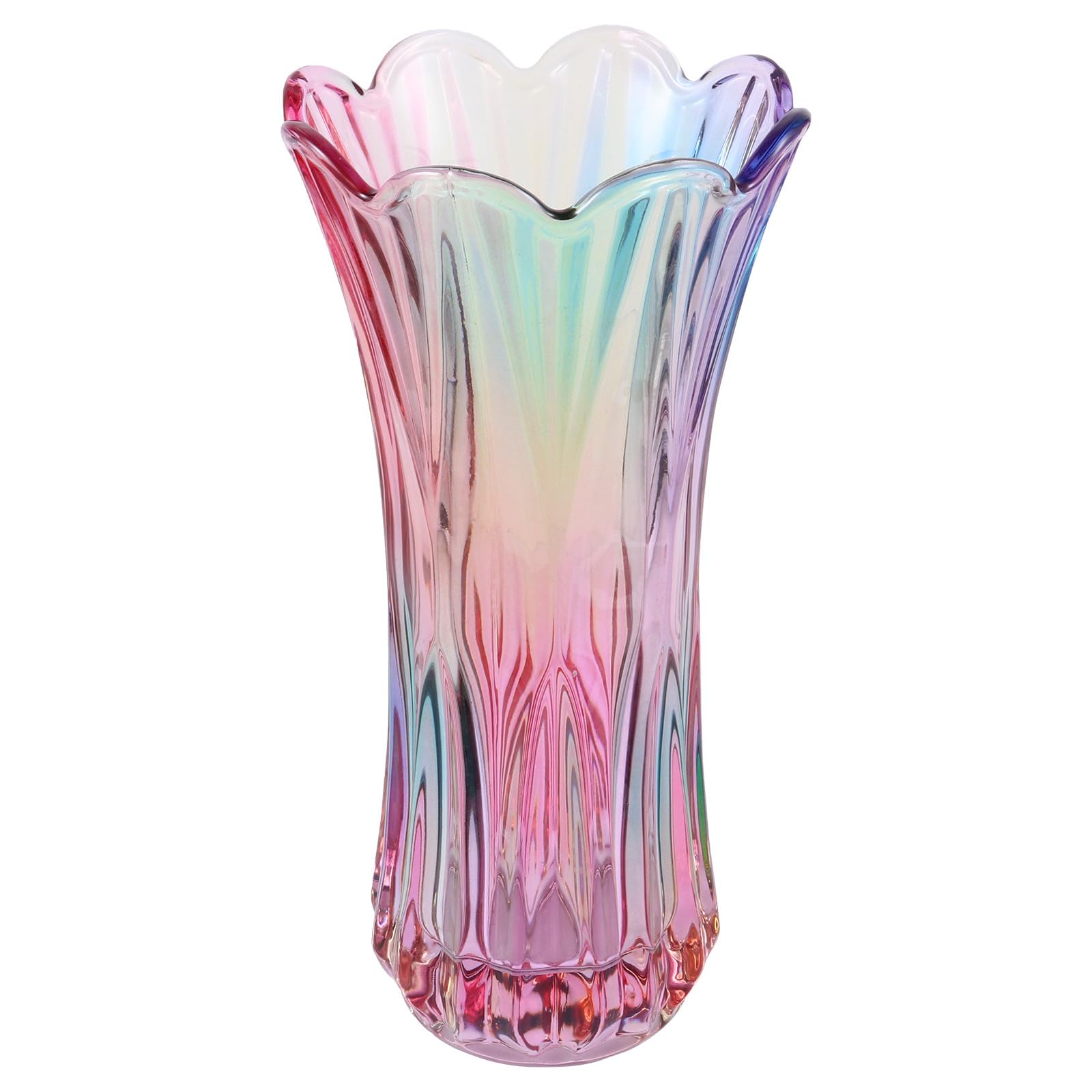 Dekorative Glasvase aus Dickem Kristallglas mit Buntem Federmuster Einfache Stil Blumenvase für Blumen und Grüne Pflanzen als Tisch und Szenendekoration