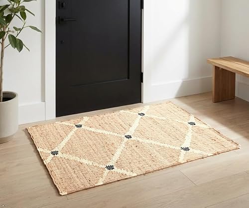 FRELISH DECOR Hand Woven Small Jute Rug 2'x3' Area Rug - Natural