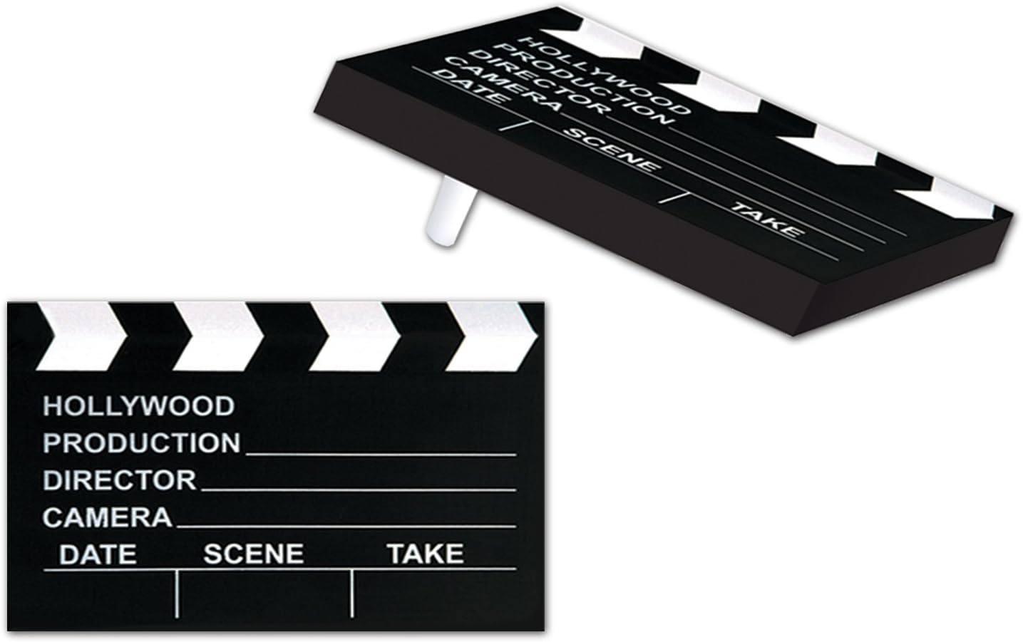 Club Pack of 50 Black and White Clapboard Racket Raise 'N Noisemaker Decorations 4.5"