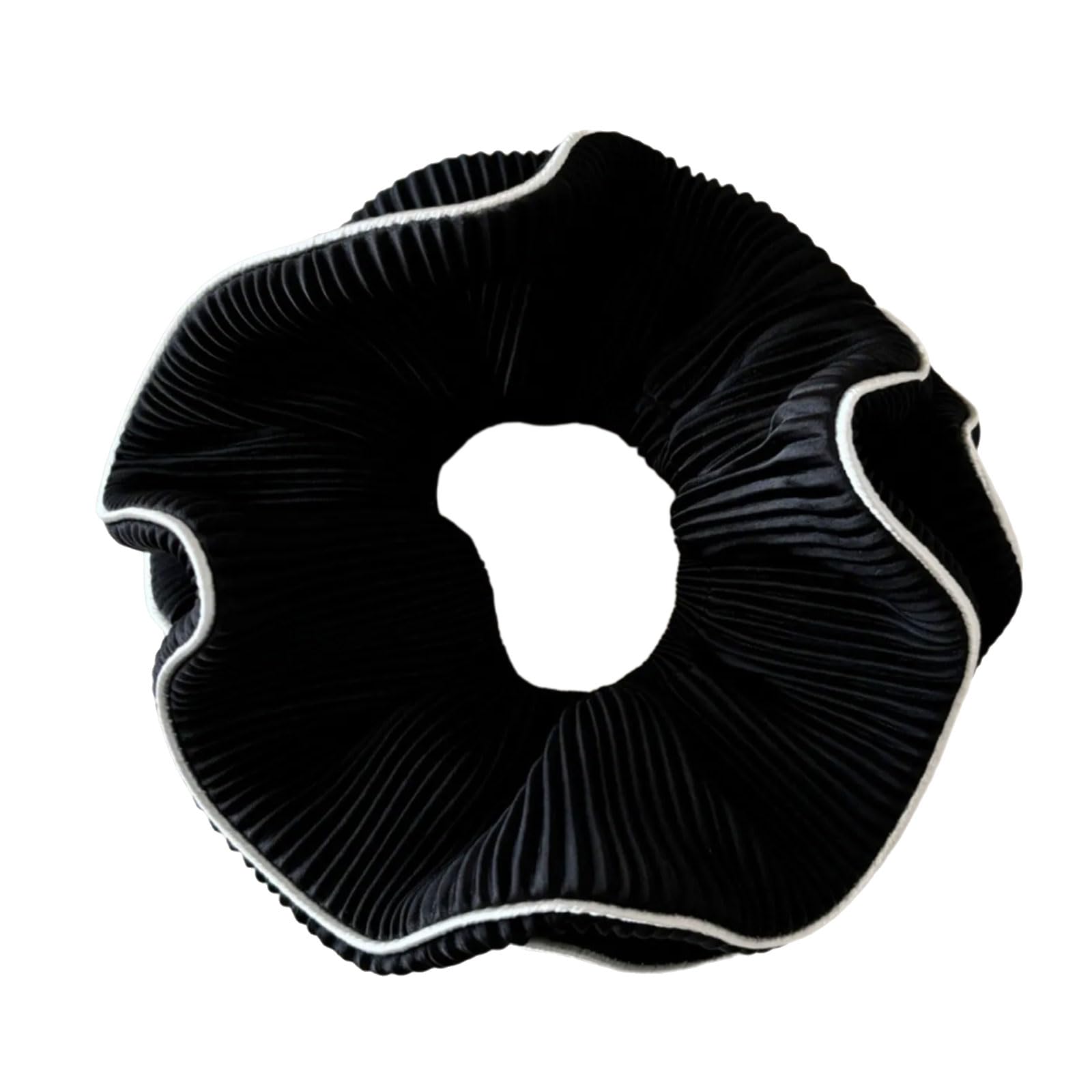 BWANGIAO Korean Charm Large Ruffled Scrunchies With Pleated Design Soft Fabric Hair Tie For Women And Girls