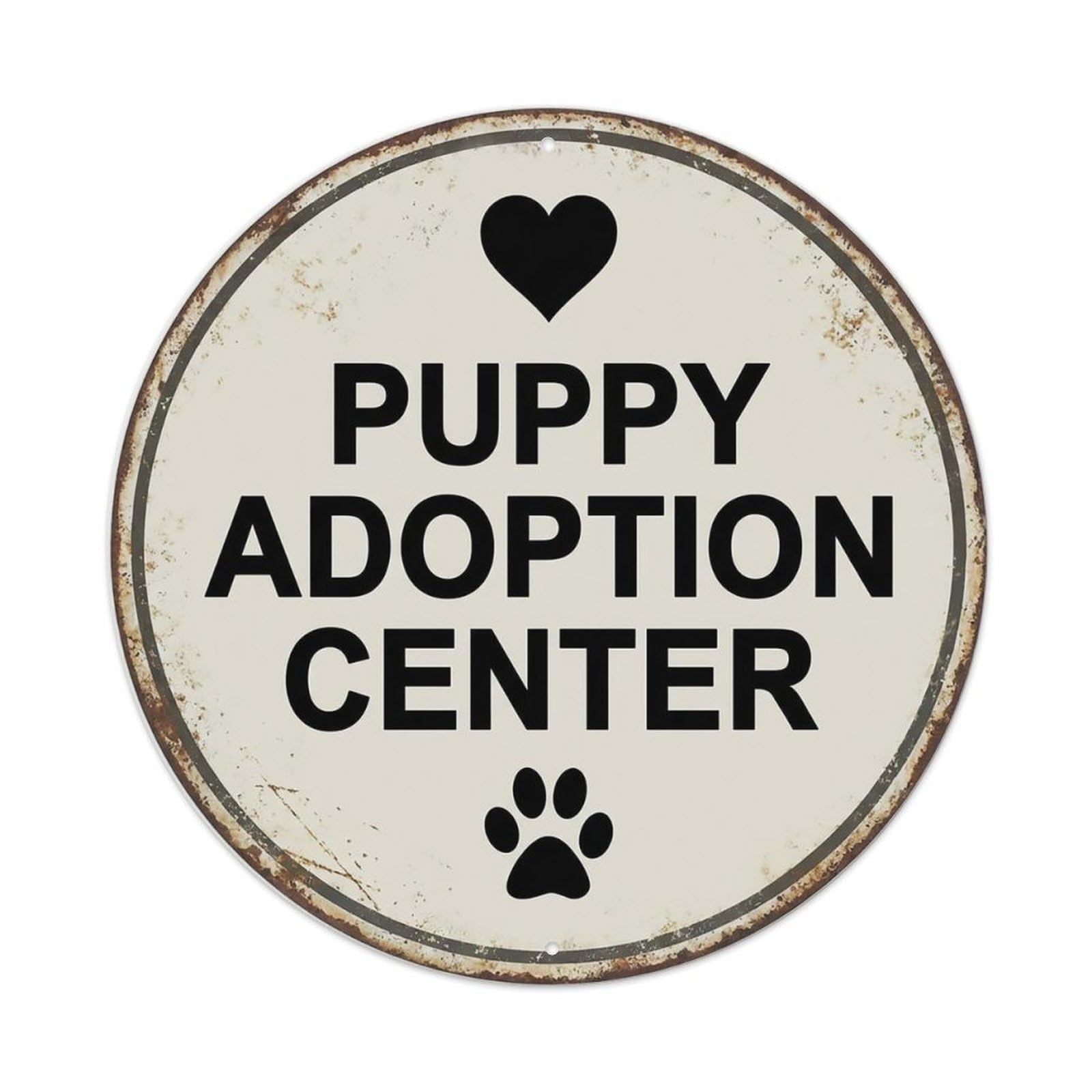 Vintage Puppy Adoption Center Haven Metal Tin Sign