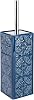 WENKO Cordoba Blue-Toilet Brush Holder, Closed Form, Ceramic, 9.5 x 9.5 x 35 cm