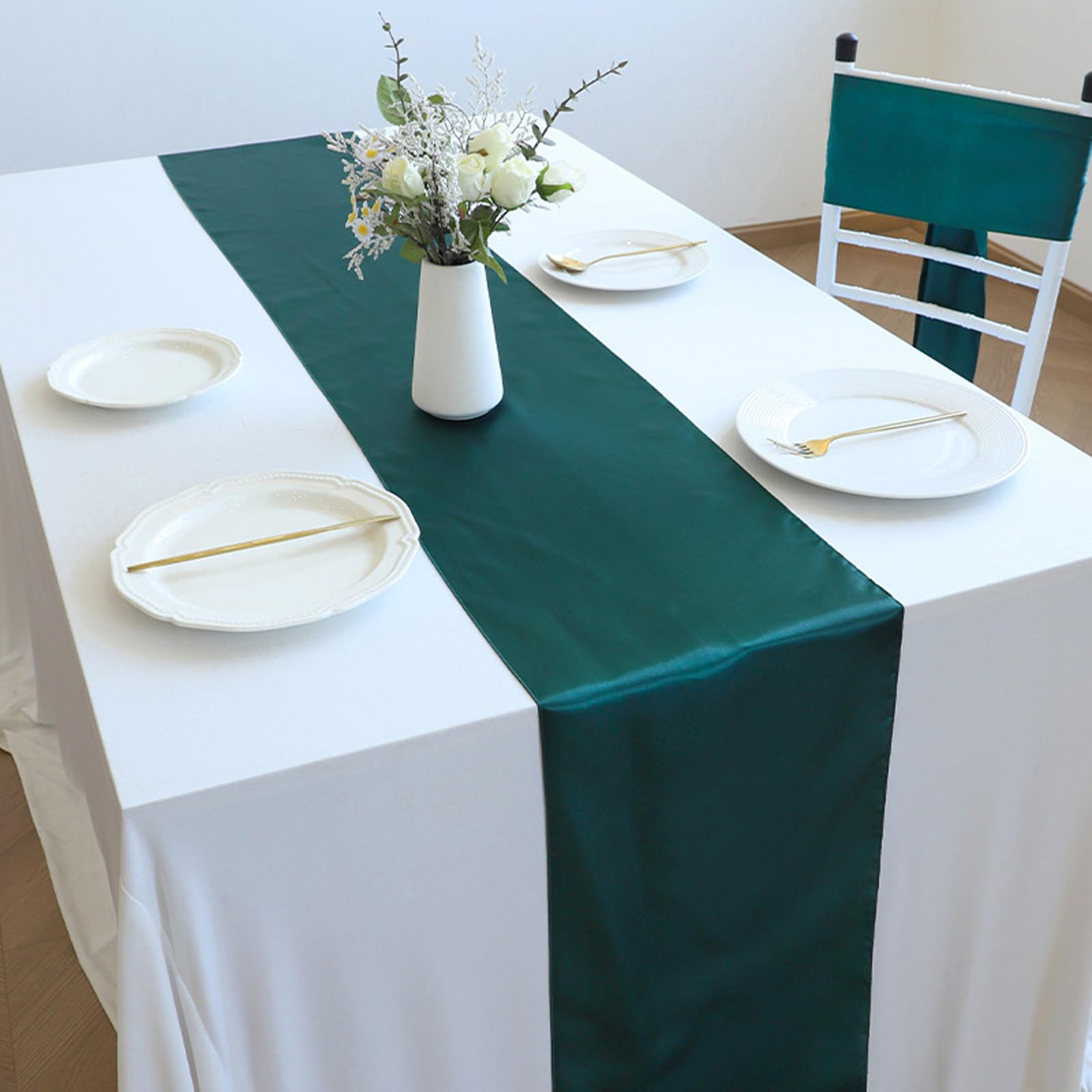 12 Packs Dark Green Table-runner 11.8*108.26in Long Bright Silky And Smooth Table Runners For Wedding Banquets Birthday Party