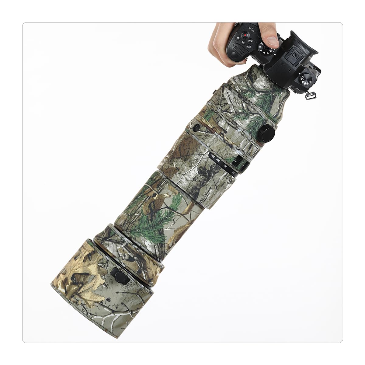 CHASING BIRDS Manteau Camouflage Imperméable Pour Nikon Z 400 Mm F/2.8 TC VR S Housse De Protection Imperméable (grille Marron, Avec Rallonge RF 1,4X