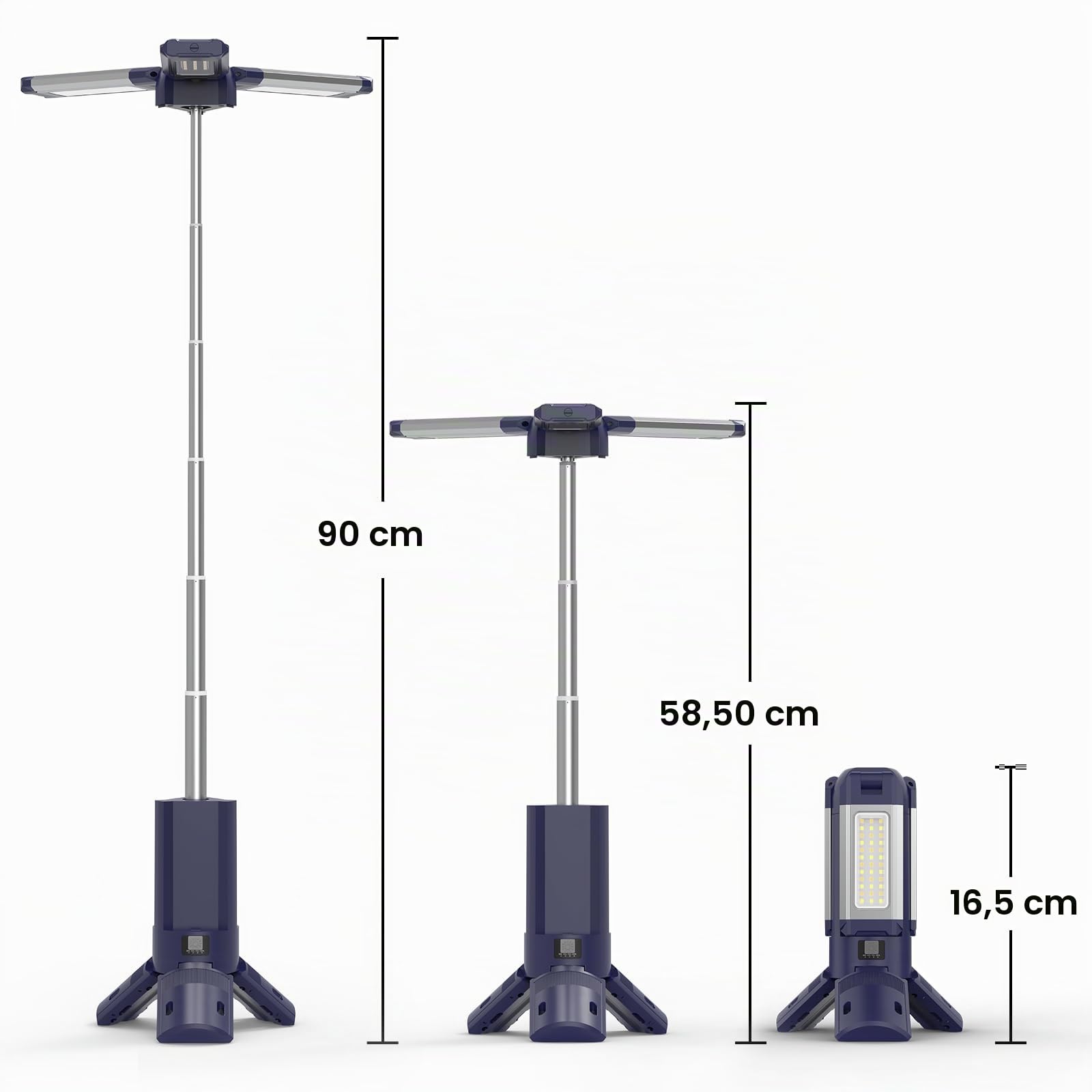 Lampe de Camping Télescopique Rechargeable 10000 Mah, 4000 Lm, Lanterne De Camping Portable en Aluminium Rotatives à 270°, Étanchéité IP45, Chaud/Blanc/Naturel, Température de Couleur Réglable