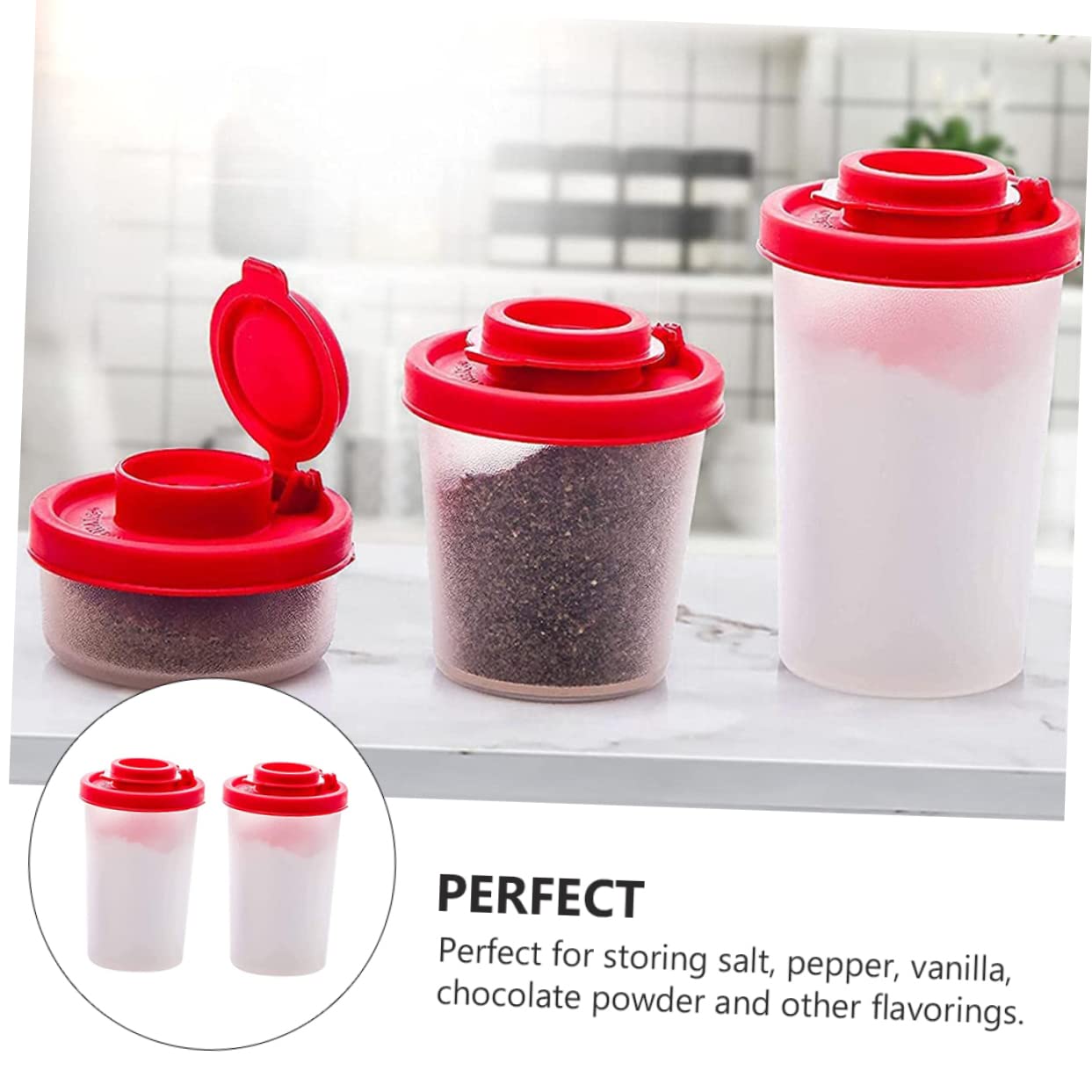 Alipis Set of 2 Mini Pepper Shakers Portable Spice Shakers Bottles for Kitchen