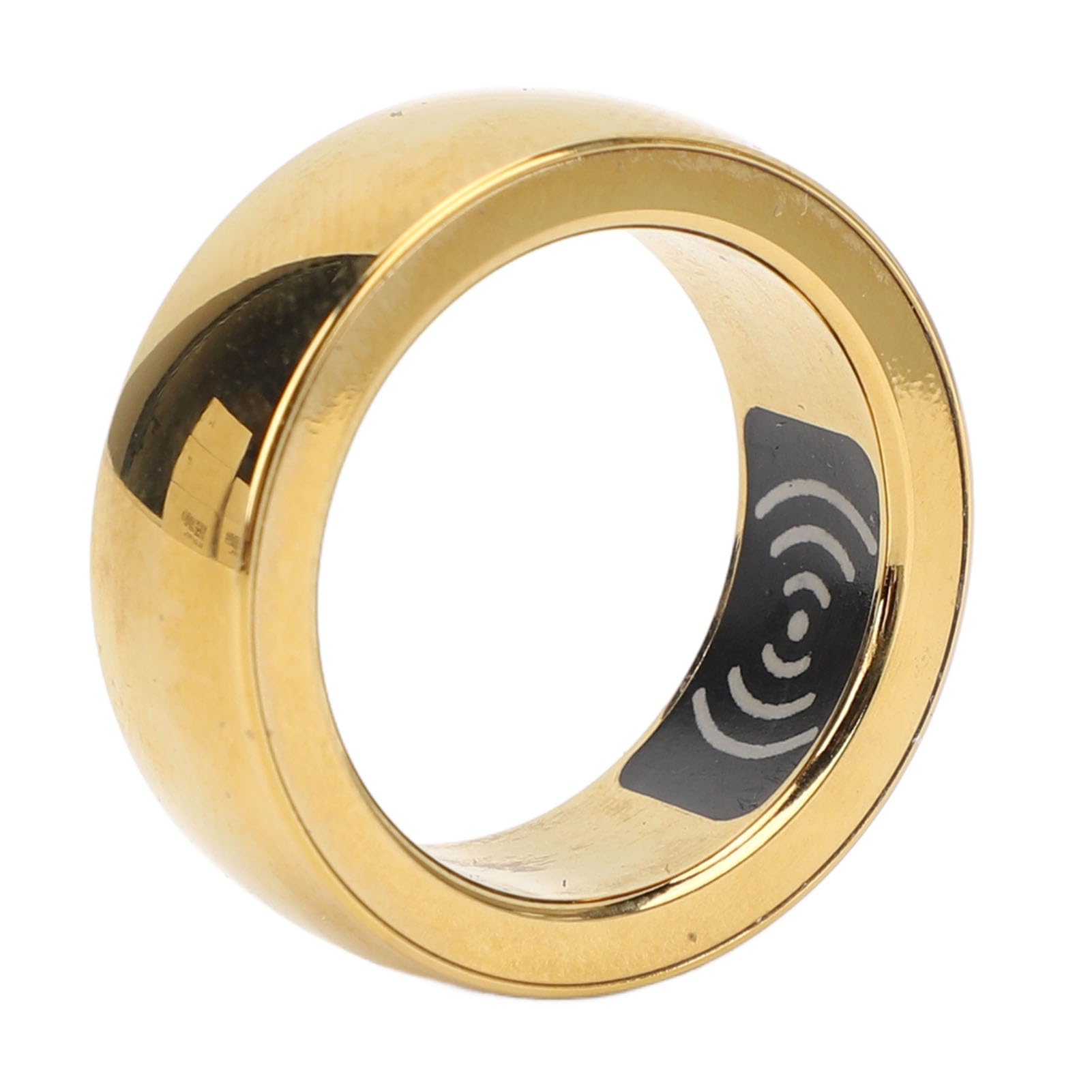 Smart Ring Health, Fashion Tech Ceramic Alloy Wearable Ring with LED Breath Light Charging Case, IP68 Smart Ring for Android for iOS (Gold)