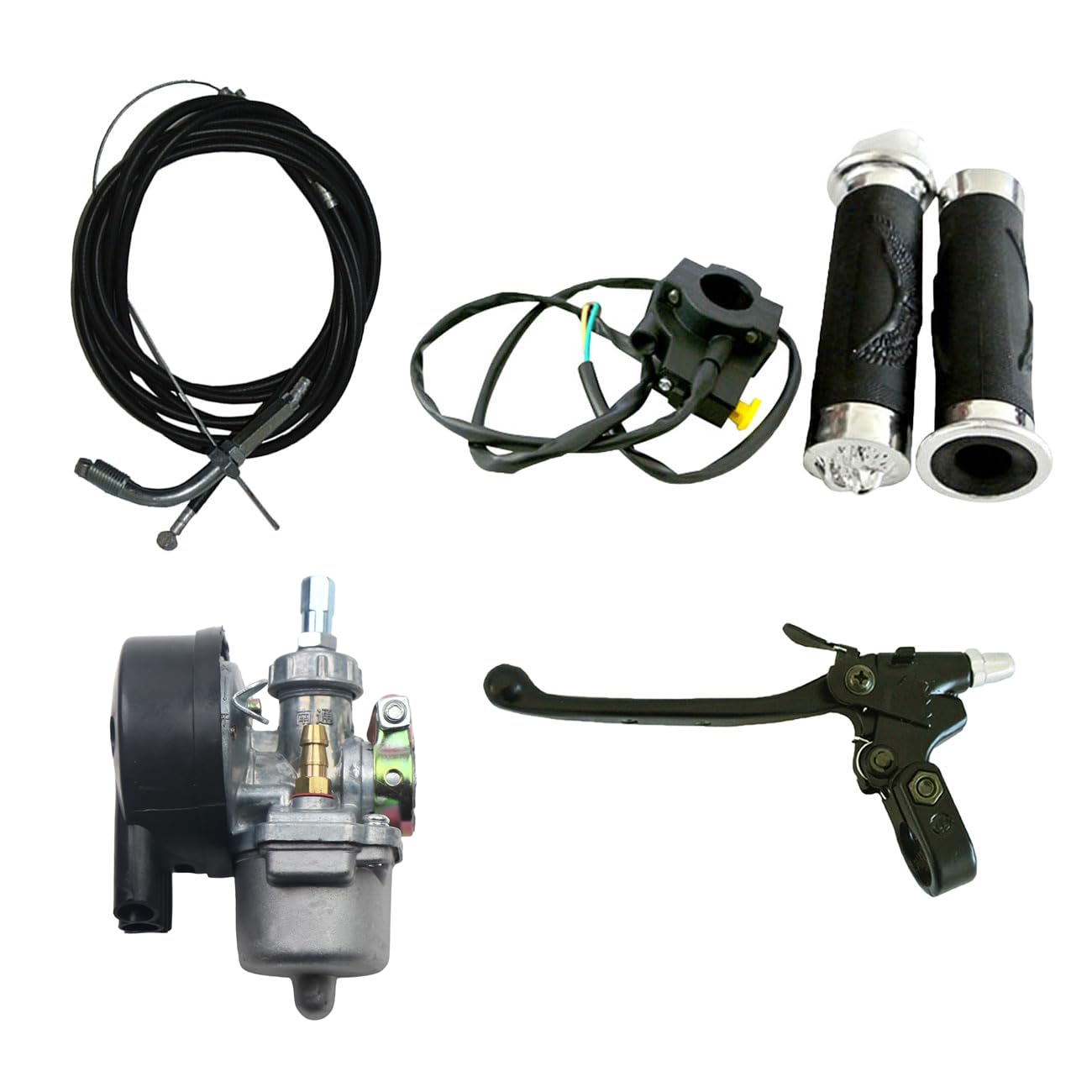 Handlebar Grip Set and Throttle Cable Clutch Cable kit for 66/80cc/100cc Motorized Bicycle