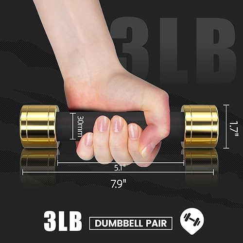 Miniatura 2 de TECHNOAGE Juegos de mancuernas redondas con mango de acero, cubierta de mango de goma de neopreno inodoro