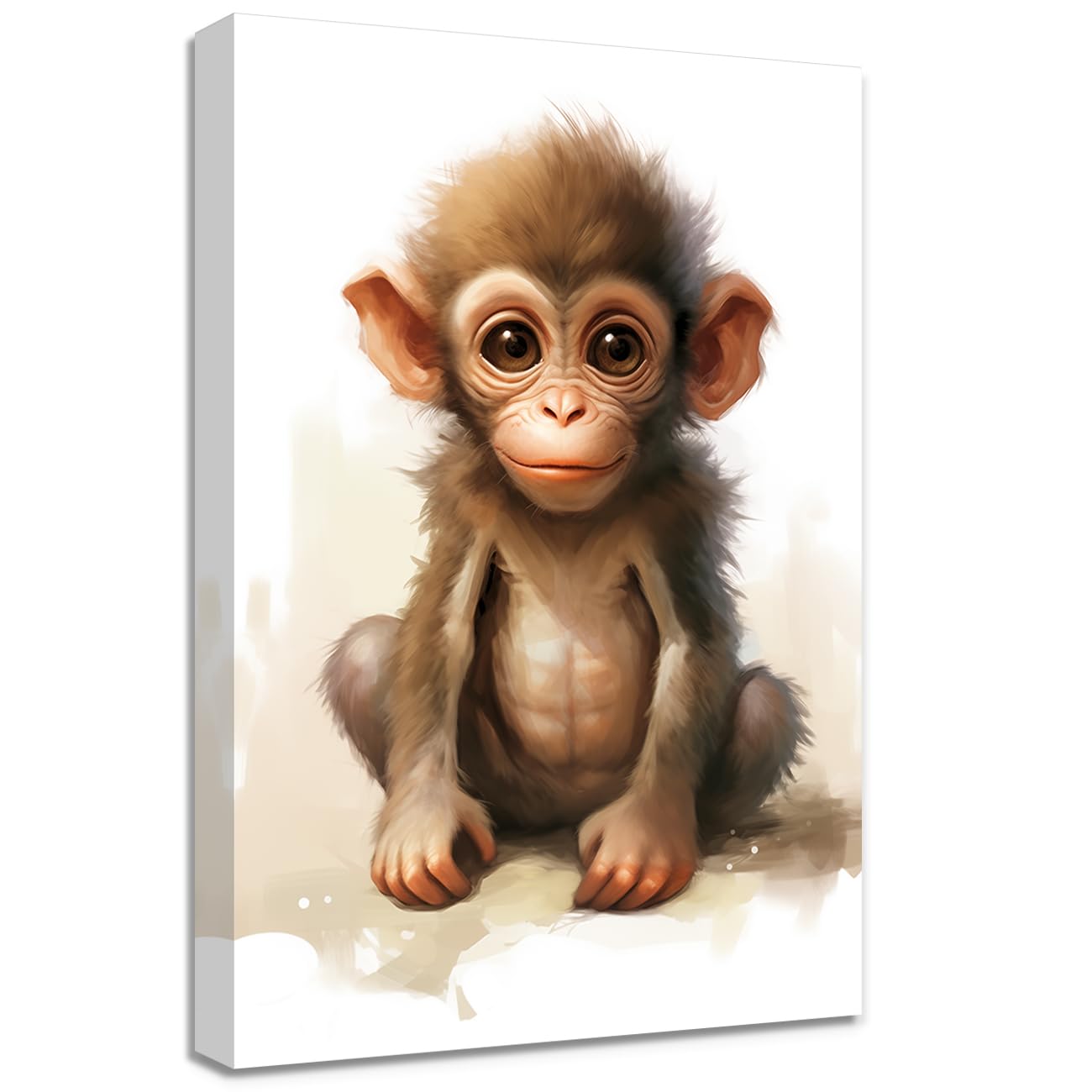 LMYSXAOZ Monkey Painting Canvas Wall Art Cute Baby Picture Watercolor Animal Prints for Jungle Nursery Kids Room Decor (Monkey,20.00" x 30.00")