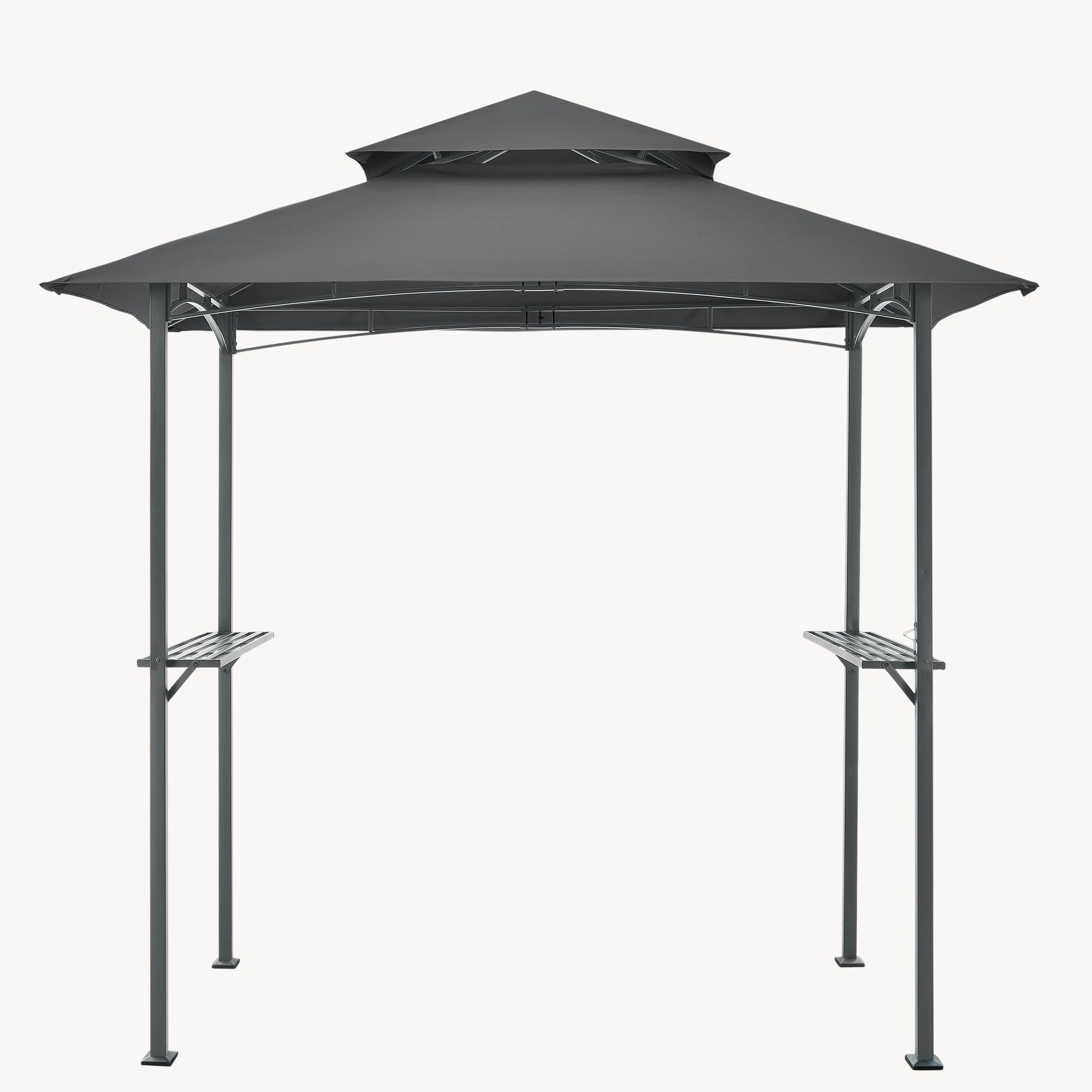 Tonnelle de Barbecue Auvent de Réception pour Jardin Tente avec Comptoir Belvédère Robuste Extérieur Acier Laqué Polyester 250 x 241 x 151 cm Anthracite Gris Foncé