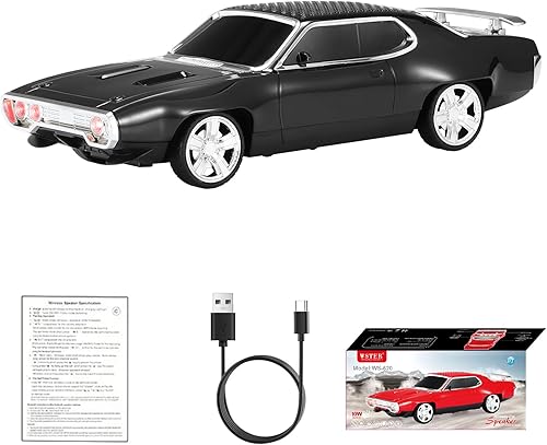 WS-620 Classic Muscle Car Bluetooth Replica Altavoz - Inalámbrico portátil con sonido HD, emparejamiento estéreo TWS, luz de fiesta LED, soporte