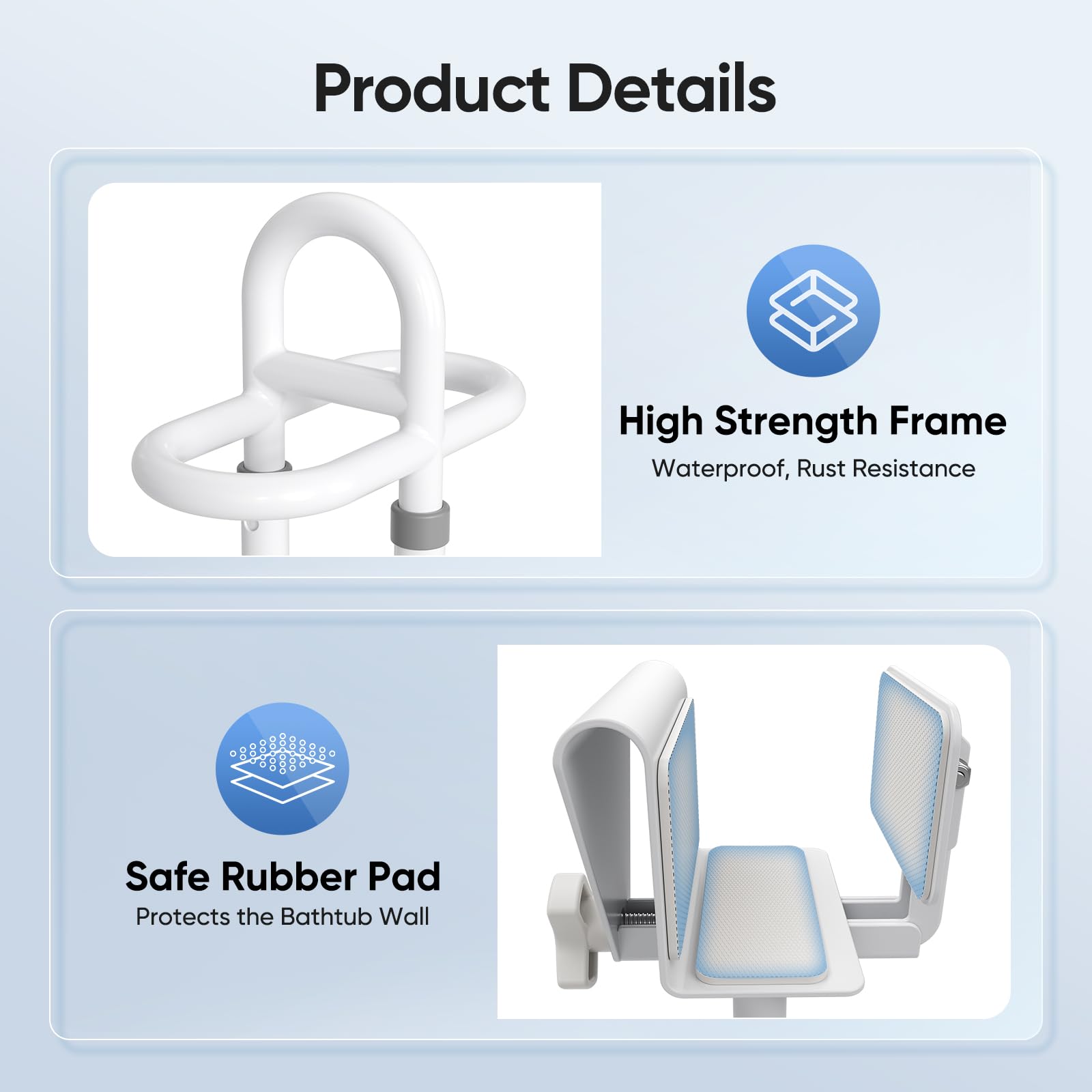 Badewannen Einstiegshilfe für Senioren,Safety Rail Dreifach,Griff Einstellbar Einstiegshilfe Badewanne Verstellbar 7.5-16.5 cm,Badewannengriff ohne Bohren, für Senioren, Schwangere, Kinder