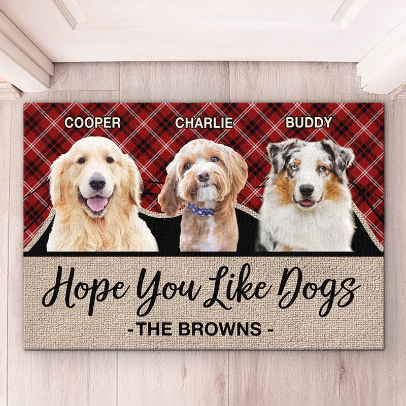 Joy Crafters Personalized Pet Welcome Mat for Front Door with Photo, Housewarming Birthday Gifts for Women Men, Home Decor Gifts for Dog Mom Dog Dad,
