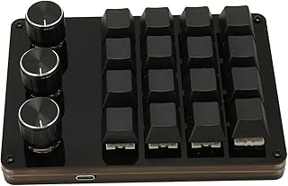 16 Keys 3 Knobs Programmable Keypad with Blue Switch, Hot Swappable Mechanical Macro Keypad Programmable Gaming Keyboards, Separate Design for Office Media
