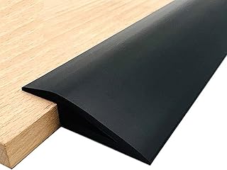 ZEYUE 6.56ft Floor Mats Edge Reducer,Carpet Tile Straight Edge Threshold Transition Strip,Hardwood Floor Edging Trim Vinyl,Beveled Edge Ramp Edge Guard for use with 2/5" Thick Rubber Flooring Black