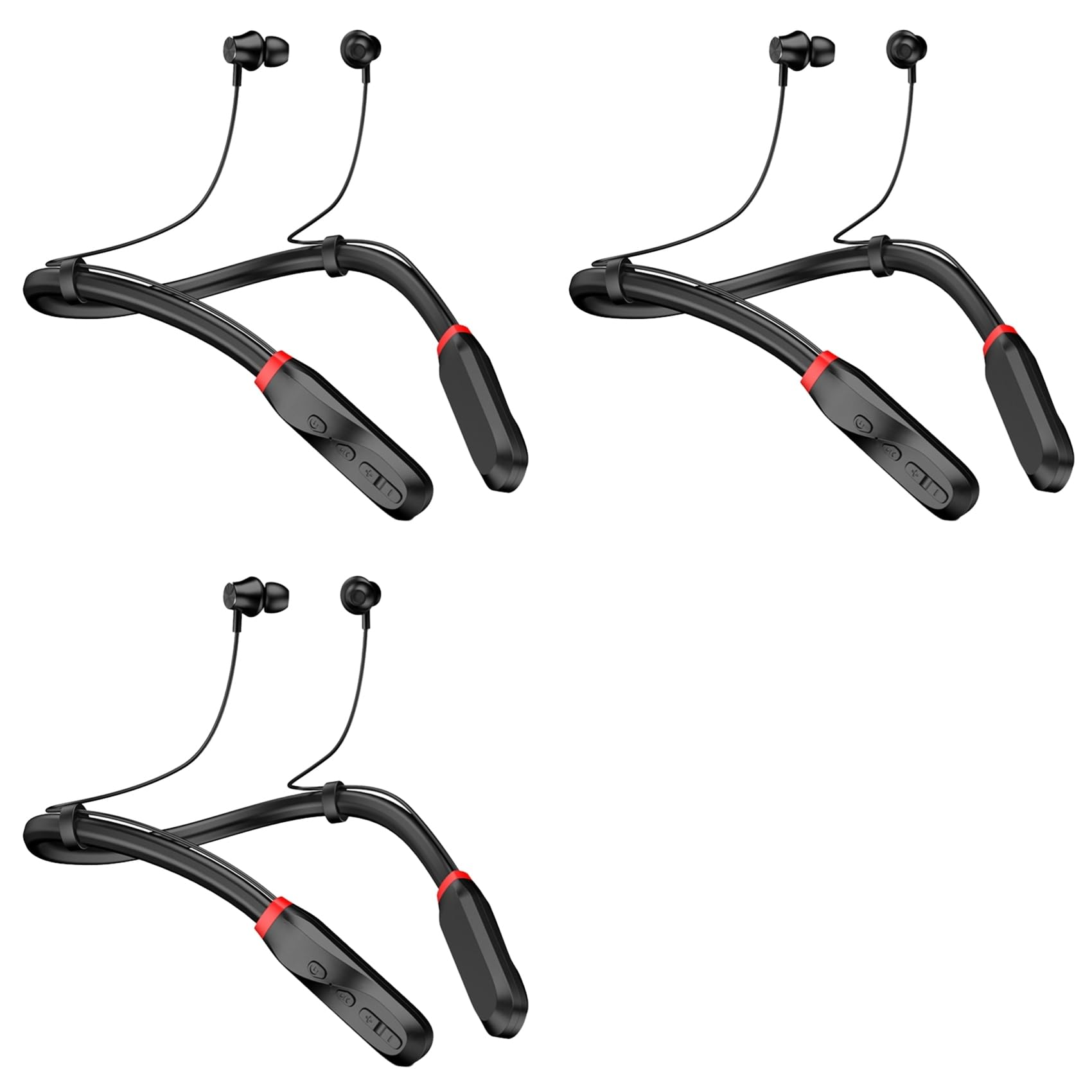 3X Cuffie Bluetooth con Archetto da Collo, Auricolari Stereo Wireless con Microfono e Durata di Riproduzione Extra Lunga, Auricolari Sportivi Impermeabili