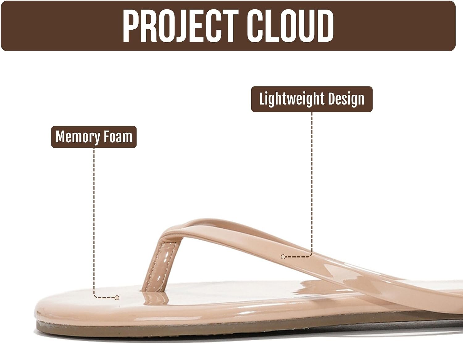 Project Cloud Flip Flops for Women Memory Foam Flats Sandals image 5