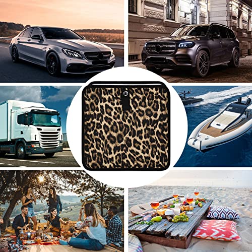 Image of Leopard Print Car Trash Can, Foldable Hanging Car Trash Bag, Small Waterproof Car Accessories Garbage Bin Cheetah