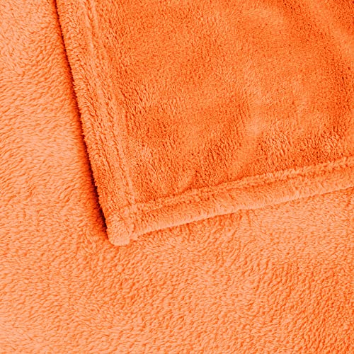 Image of BEDELITE Orange Throw Blanket for Couch & Bed, Luxury Plush Cozy Fleece Blanket 50 inch x 60 inch, Soft Lightweight Fall Throw Blanket for Home Furnishing
