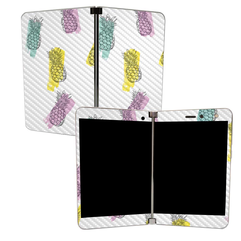 MightySkins Carbon Fiber Skin for Microsoft Surface Duo - Funky Pineapples | Protective, Durable Textured Carbon Fiber Finish | Easy to Apply | Made in The USA