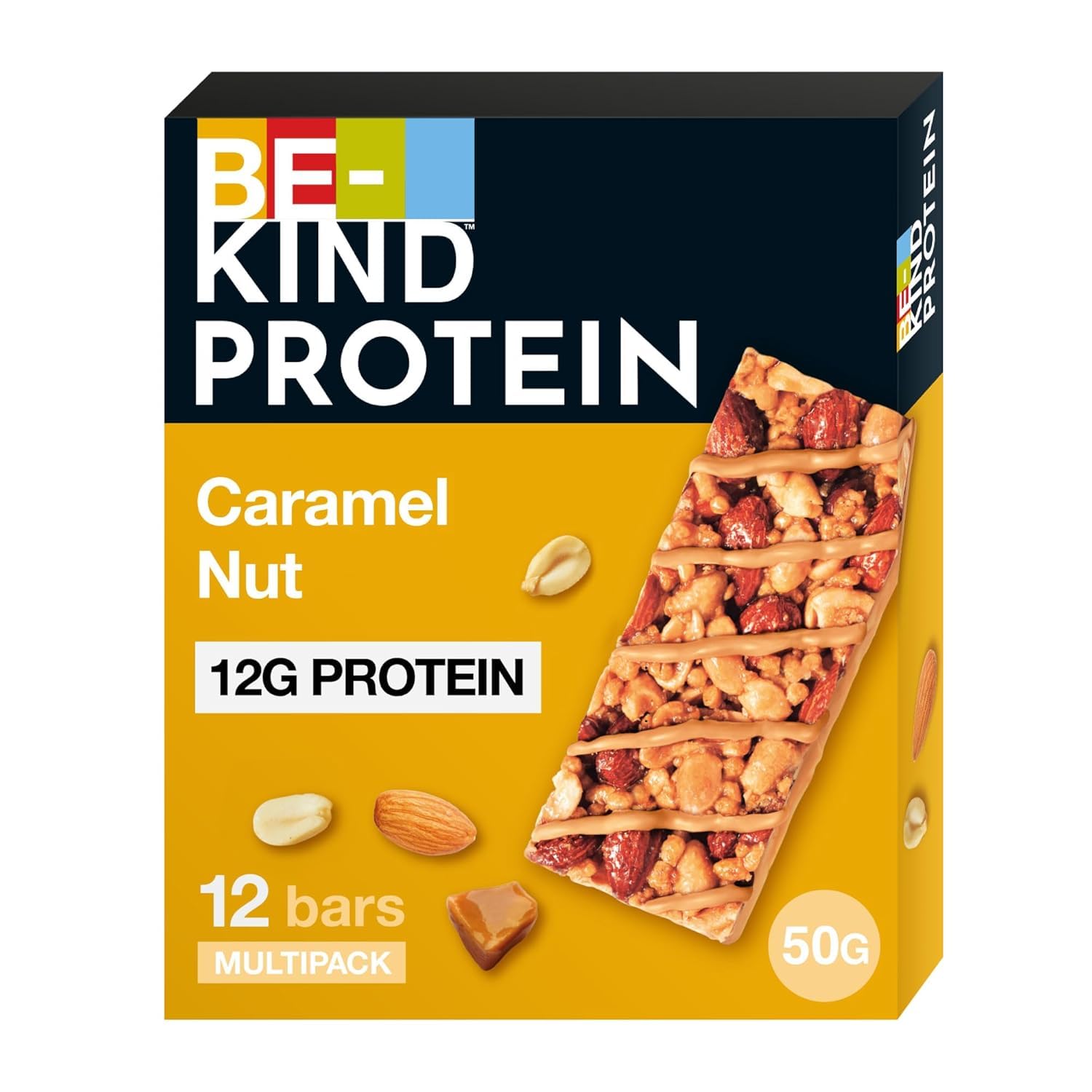 BE-KIND Protein 3x Dark Chocolate Nut 12x50g & BE-KIND Protein 3x Caramel Nut 12x50g I Proteinriegel I Schokoriegel I Sportriegel I Glutenfrei I Glutenfreie Riegel