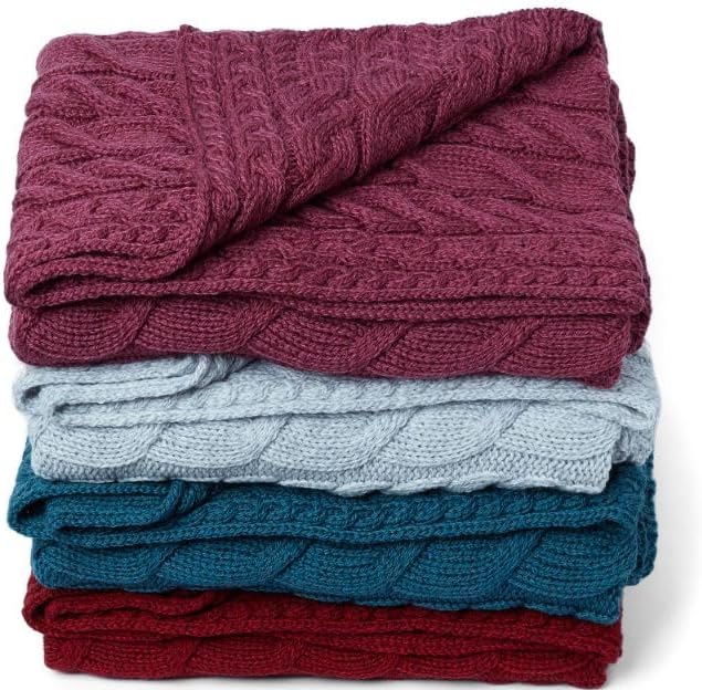 Aran Woollen Mills Irish Cable Knit Blanket Supersoft Merino Wool Throw Made in Ireland 40 inch x 60 inch (Jam Red) - Image 4