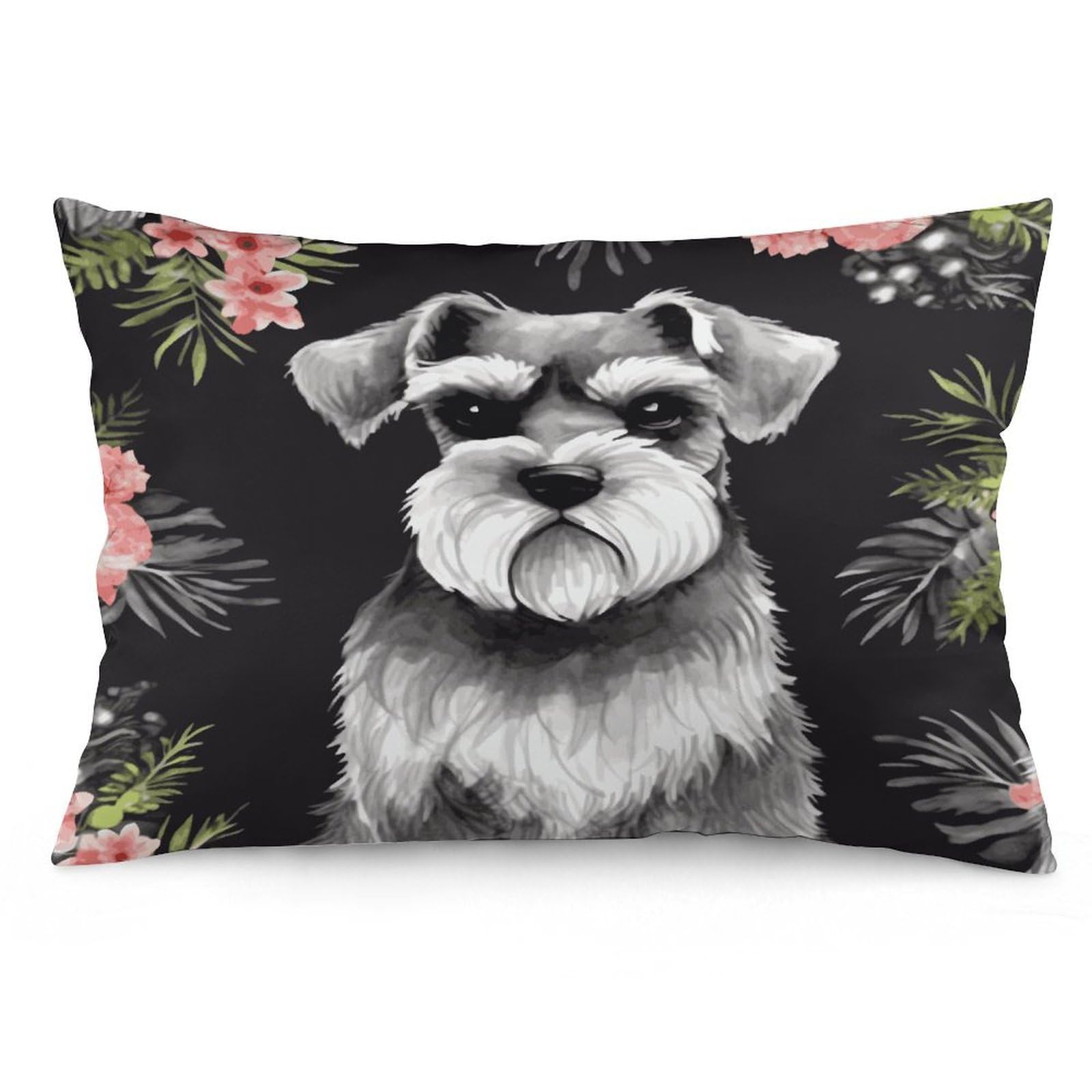Schnauzer Throw Pillow Covers with Silent Zipper Polyester Pillow Protectors Removable Pillow Cases Soft Pillowcase Cozy Pillow Sham Cushion Cover for Sofa Car Bed 12 "x20