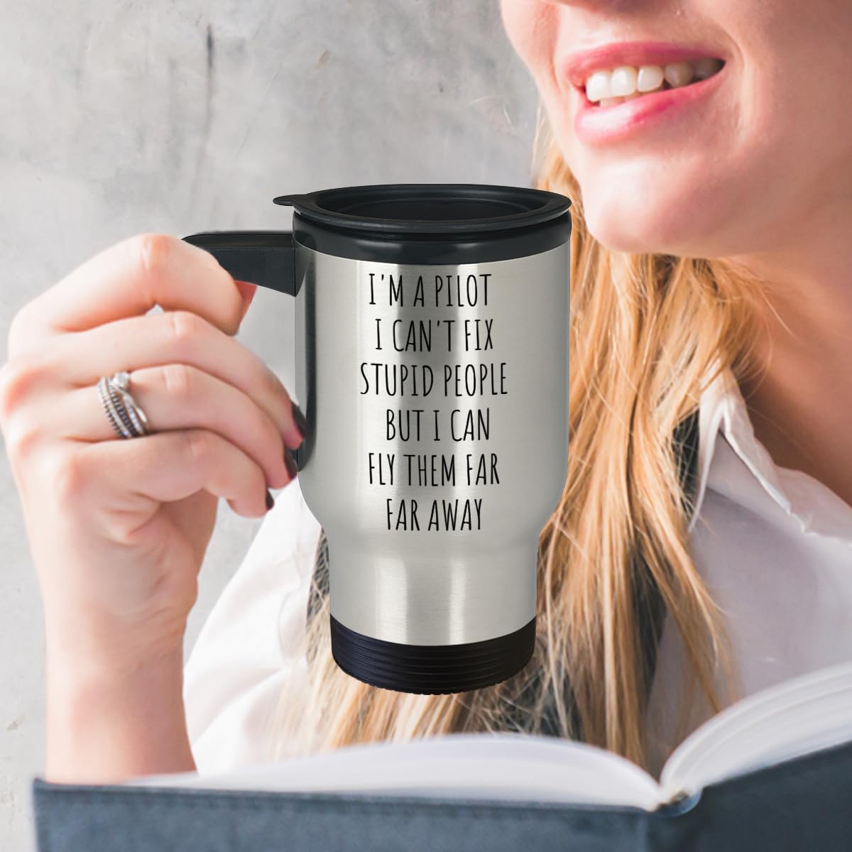 14oz Pilot Aviation Gift For Men, Vacuum Insulated Stainless Steel Travel Mug, Airplane Gifts For Aviator As Christmas Gifts, I Can Fix Stupid People But I Can Fly Them Far Away