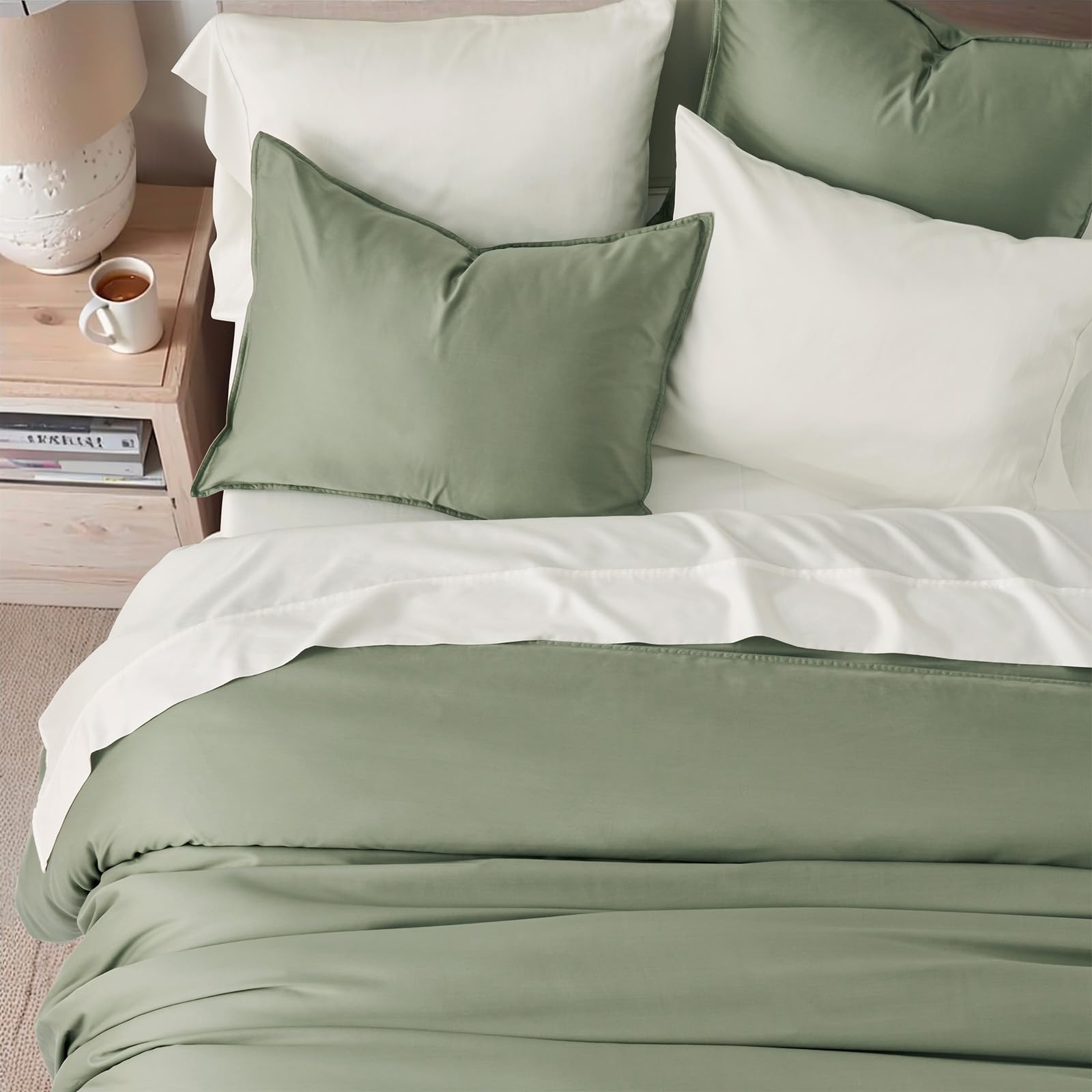 EVERGRACEHOME Cotton Tencel Cooling Duvet Cover Set