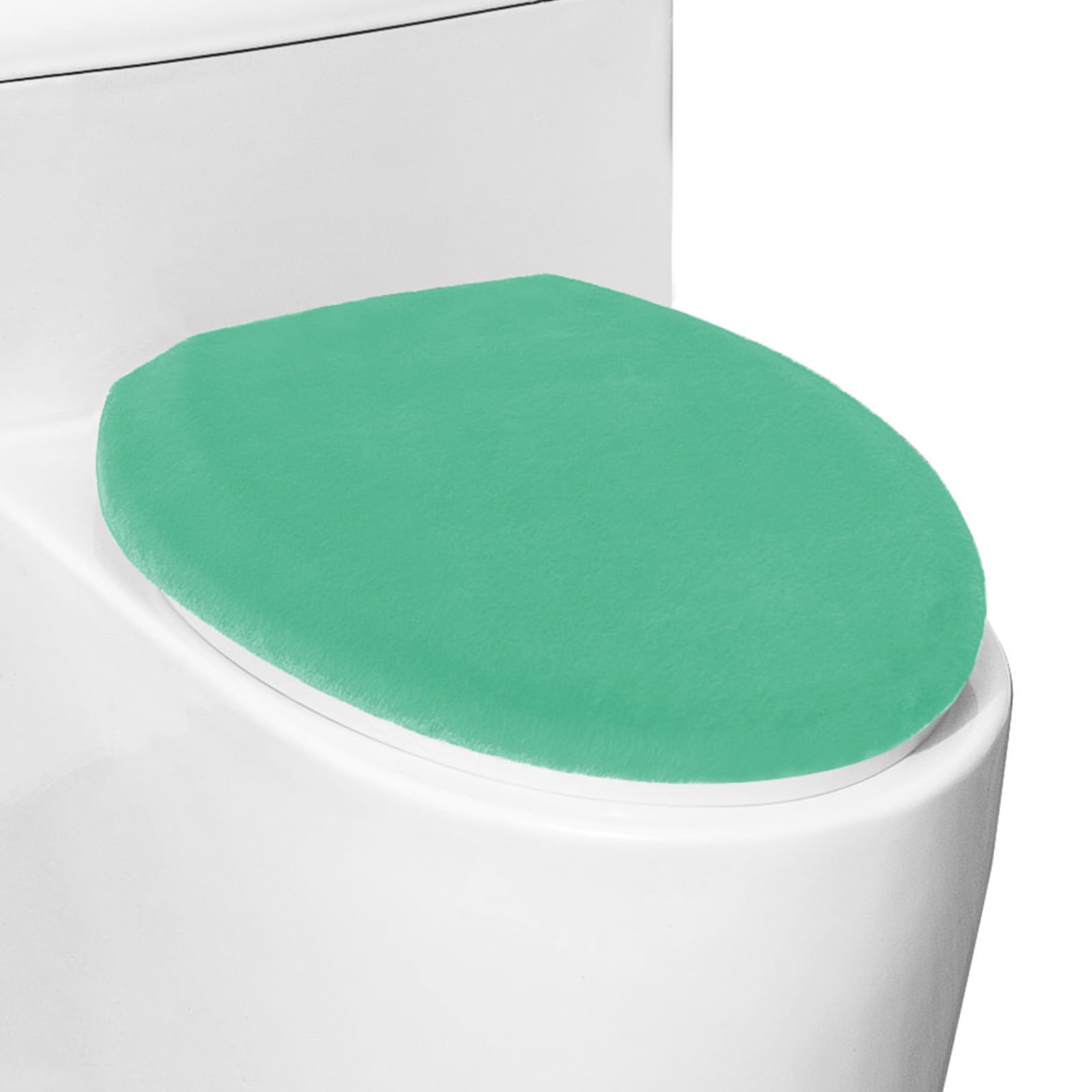 Comfortable Soft Plush Toilet Lid Cover for Bathroom, Machine Washable Toilet Seat Covers, Fits Most Round Elongated and Oblong Lids, Easy Installation& Cleaning (Aquamarine blue)