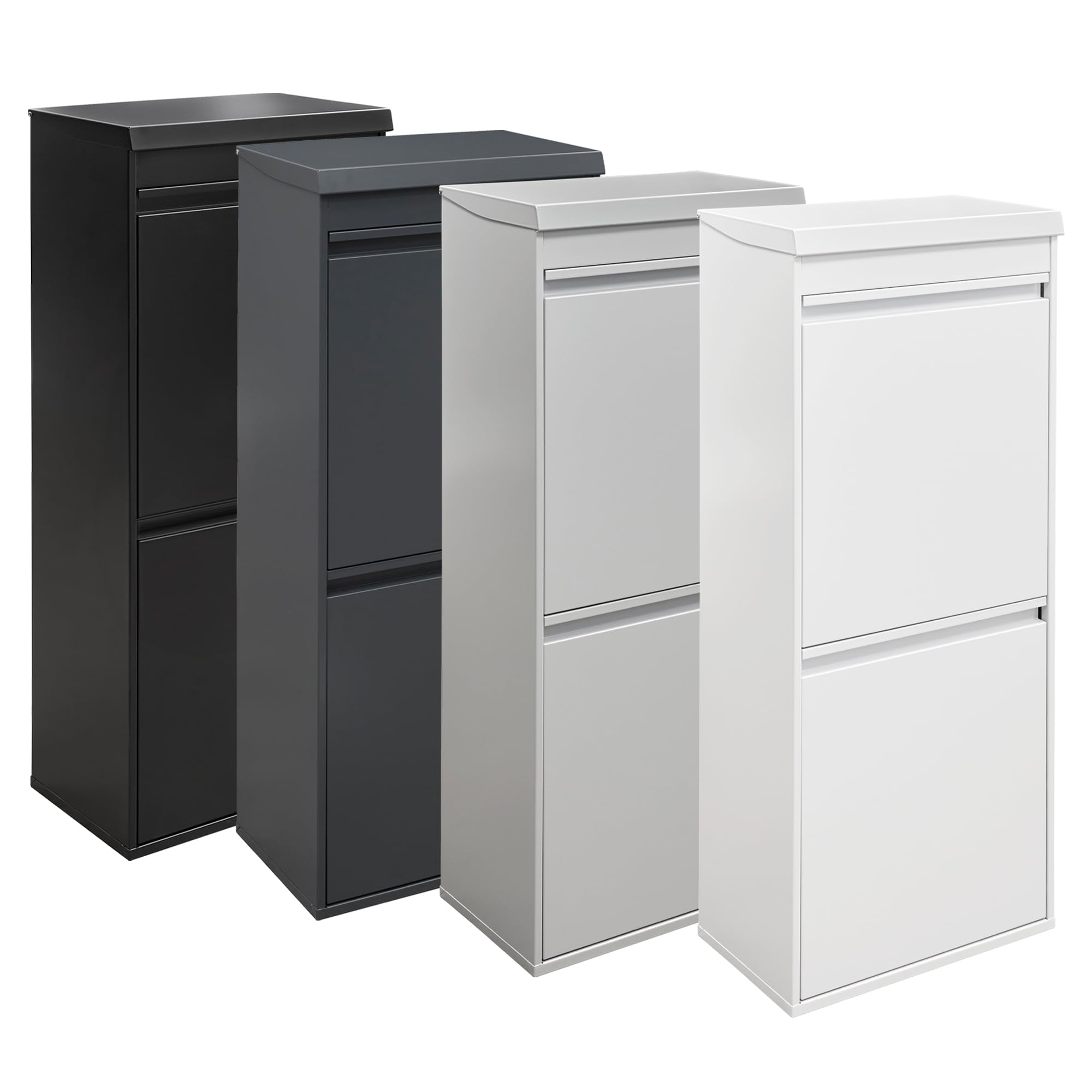 Arregui Top CR421-B2 Cubo de Basura y Reciclaje de 2 Compartimentos con Cajón Superior | 2x23 L (46 L) | con Cubetas grandes para Envases | Contenedores de Reciclaje de Cocina | blanco