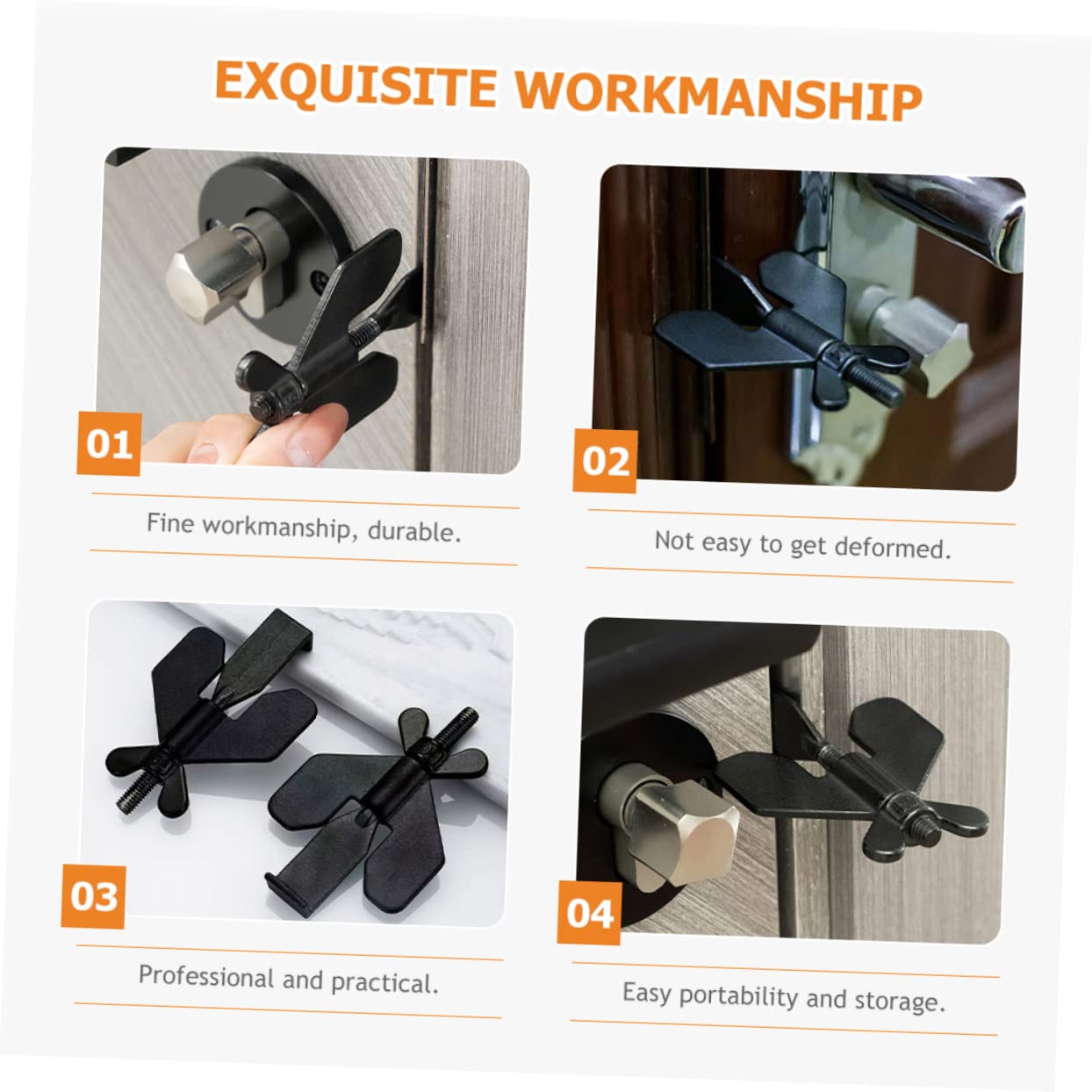 NUOBESTY 4 Pièces Verrou de Porte Portable Sécurisé Bloqueur de Porte pour Voyage Maison pour Hôtels Appartements