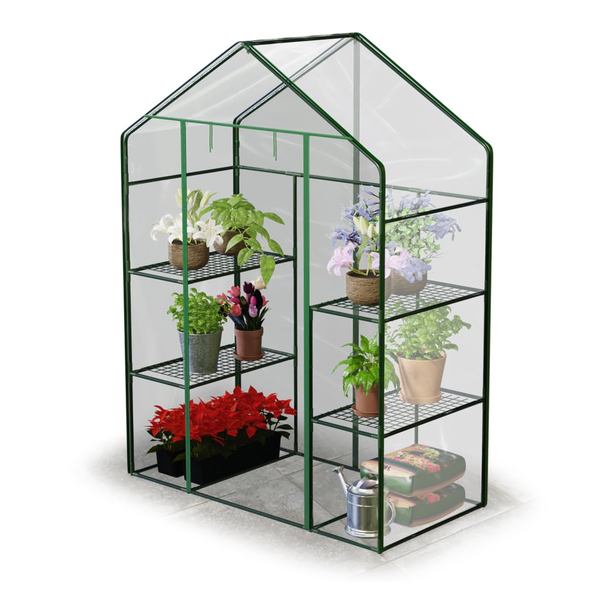 Serra per pomodori da giardino, stabile, 195 x 140 x 70 cm, scaffale da giardino, balcone, verde, trasparente