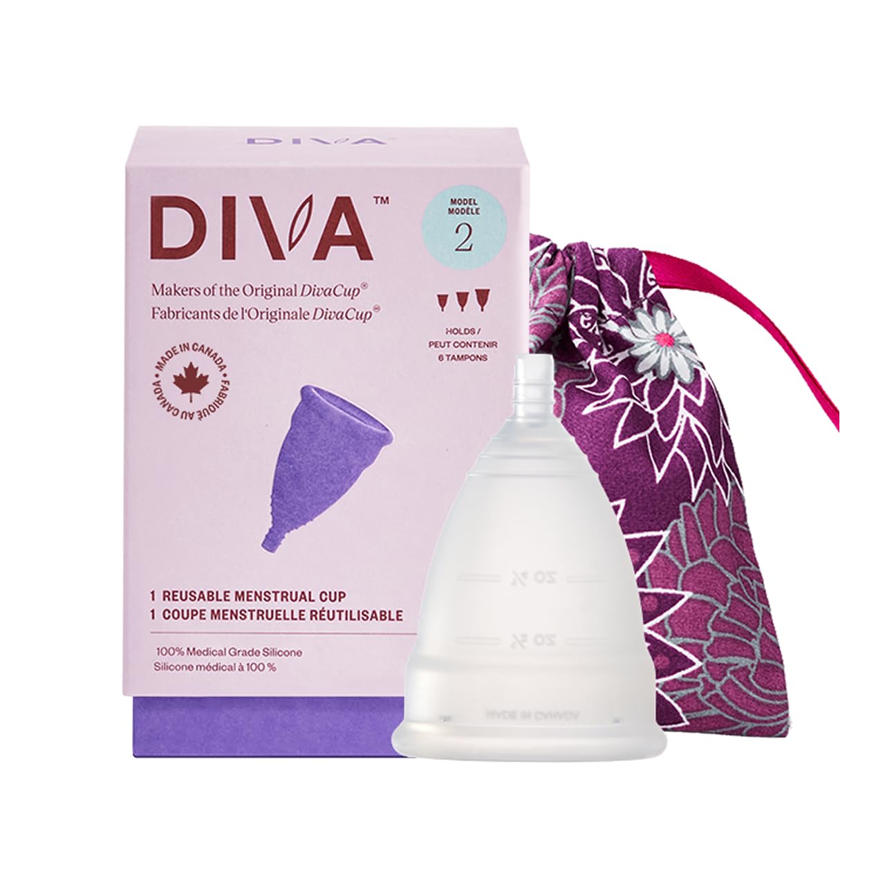 DIVA Cup Model 2 &amp; Pouch (Wide Vaginal Canals, Post-Partum &amp; Ages 35+)