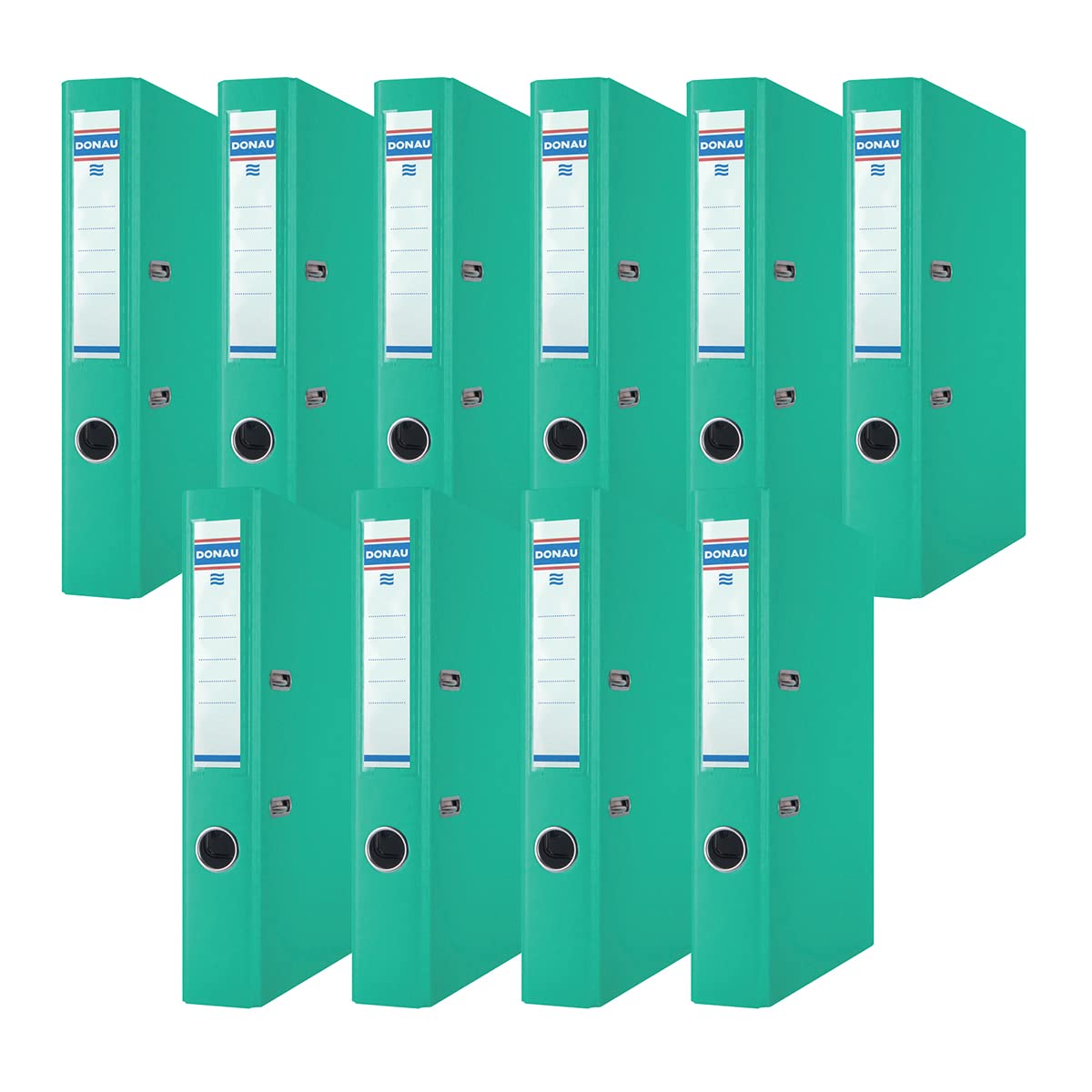 Donau Binder Lever Arch File/Folder Slim Pack of 10 / DIN A4 / 5 cm / 10 Pieces/Turquoise/Plastic Cover PP/Cardboard Paper