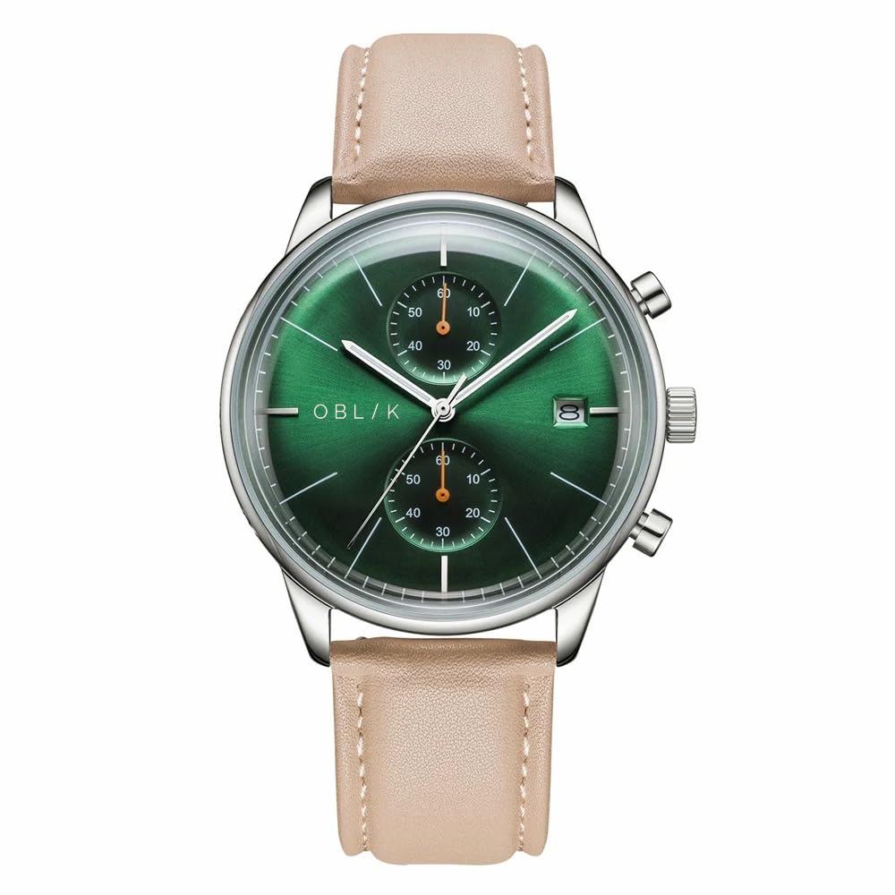 OBLIK Mens Vertu Green | 3 ATM Water Resistant Analog | Case Size: 40mm | Designed in Germany