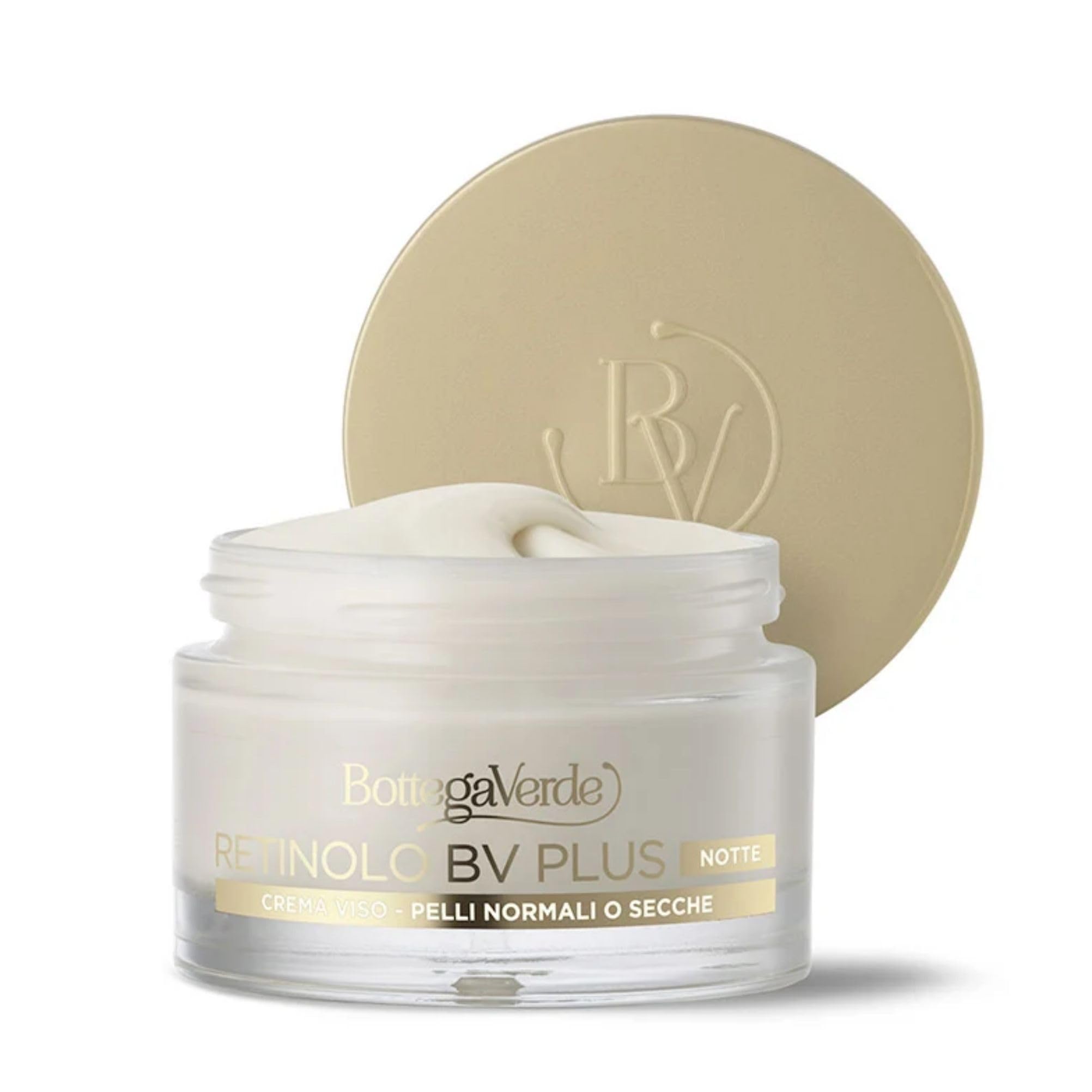 Bottega Verde - Retinolo BV Plus, Crema Viso Notte Antirughe e Antietà, 50 ml, con Pro-Retinolo e Acido Ialuronico, Azione Elasticizzante, Pelli Normali o Secche