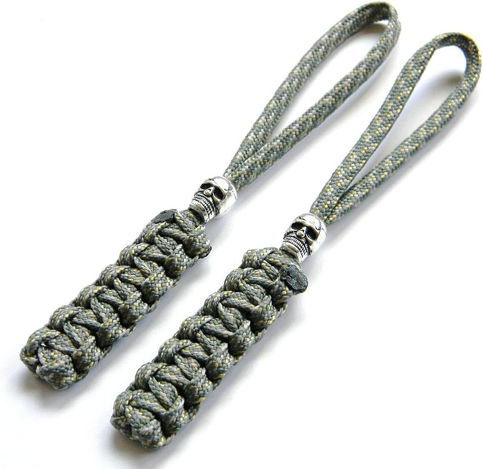 2 Digital ACU Paracord Zipper Pulls or Knife Lanyards With Skull Alloy Bead