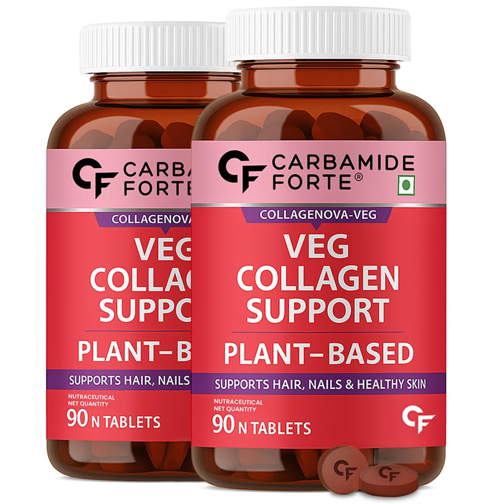 Carbamide Forte 100% Veg Collagen Builder, 90 capsules | Plant Based Collagen Support Supplement for Skin & Hair (Pack of 2), 1 count-image-23