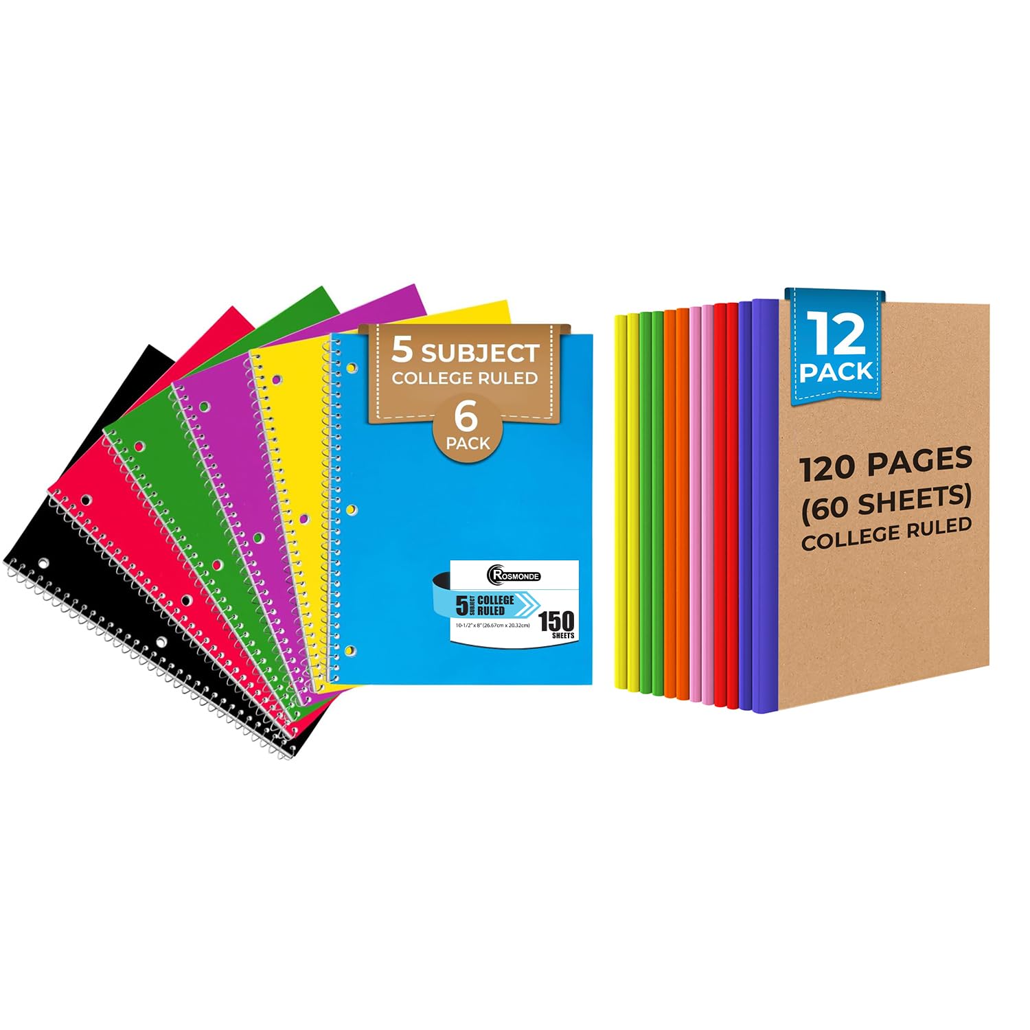 Compasit Notebook Collage Ruled Paper Rosmonde College Ruled Combo, 12 Pack 200 Pages ...
