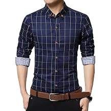Mens Casual Slim Fit Shirt Cotton Long Sleeve Button Down Dress Shirt