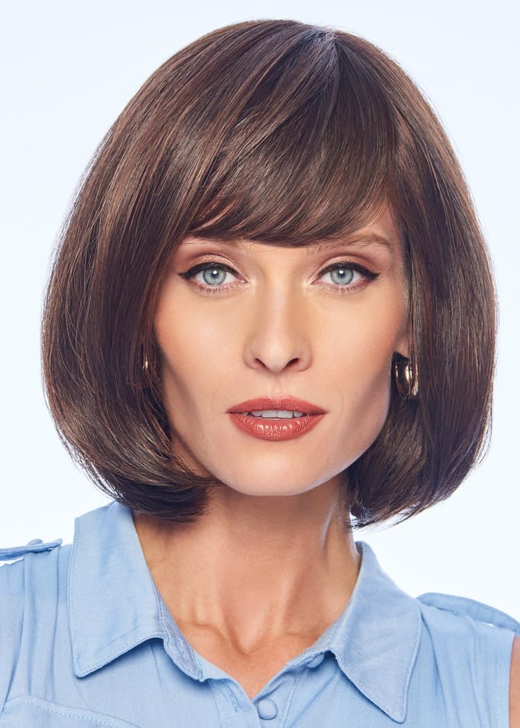 GABOR Luck Clasic Chin-Length Bob Wig, Face framing Customized Full-Fringe by Hairuwear, Average Cap, Dark Blonde