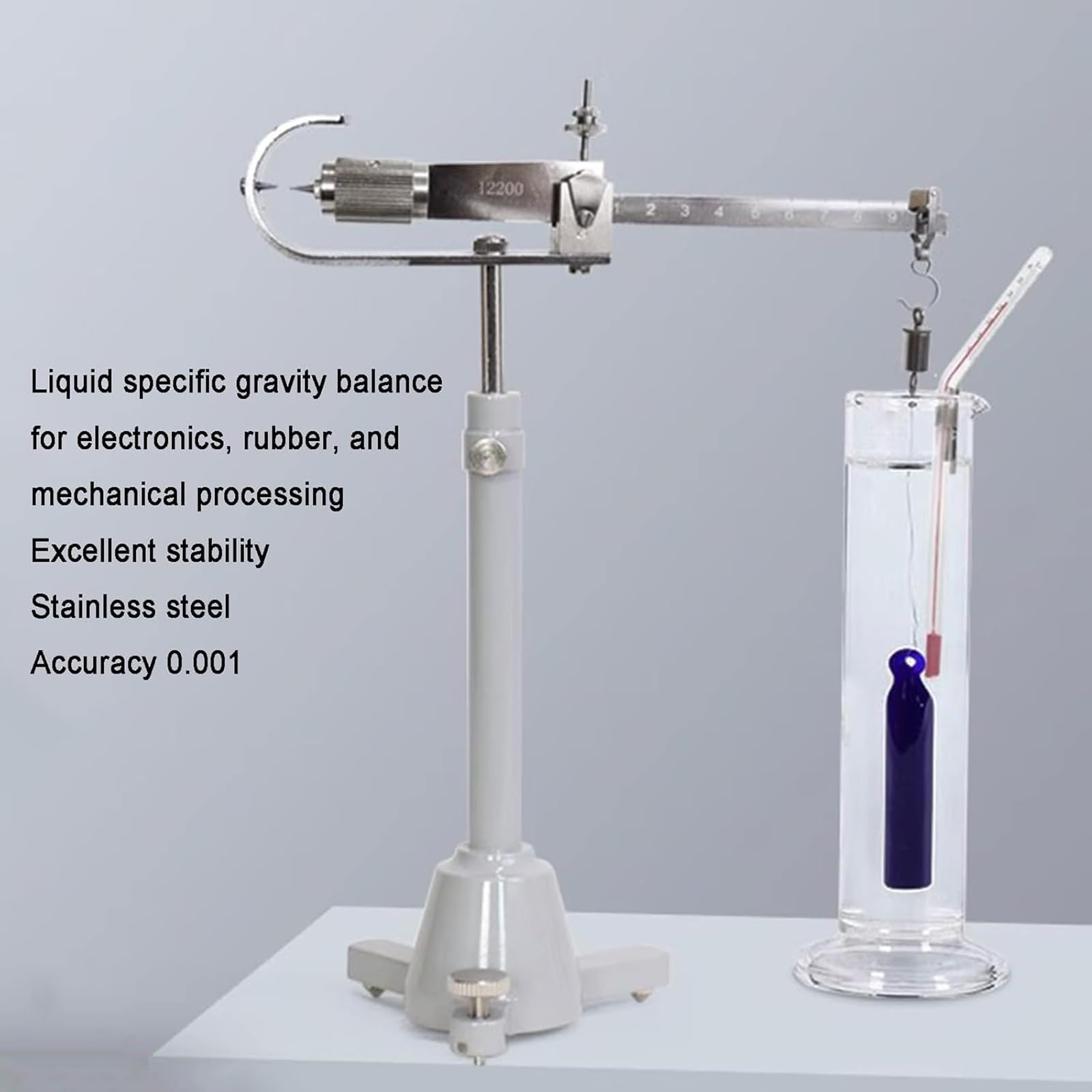 Balanza de densidad de líquidos, báscula de peso mecánica, rango de medición 1-2.000, precisión 0.001, puerto de drenaje de 5 cm³ para medición de densidad de líquidos de laboratorio