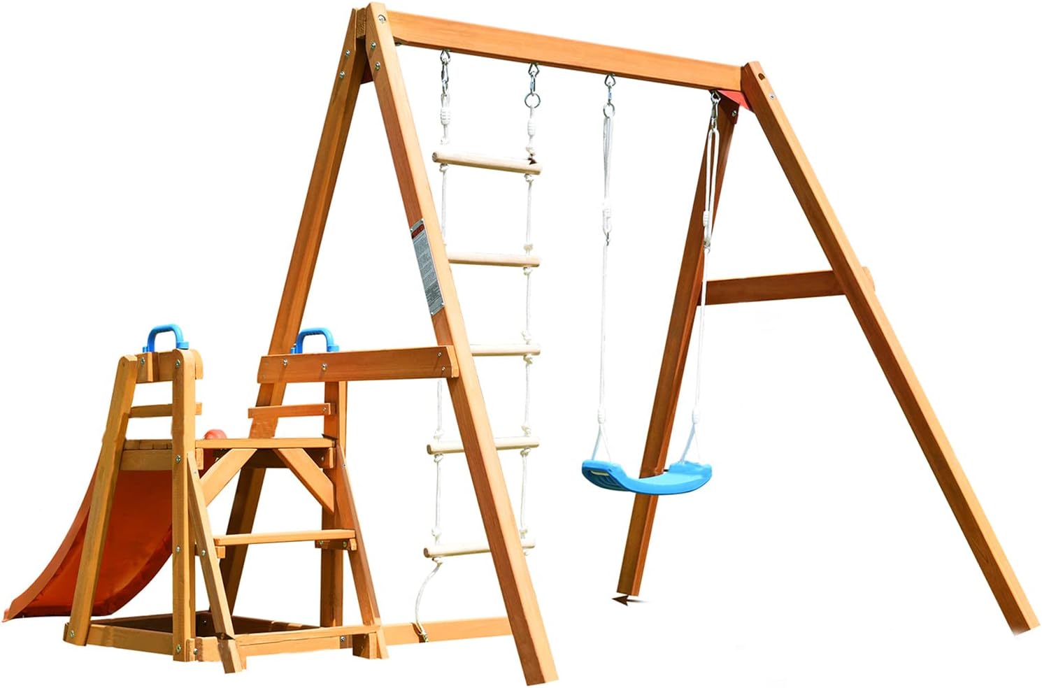 Buy Wooden Swing Set with Slide, Outdoor Playset Backyard Activity
