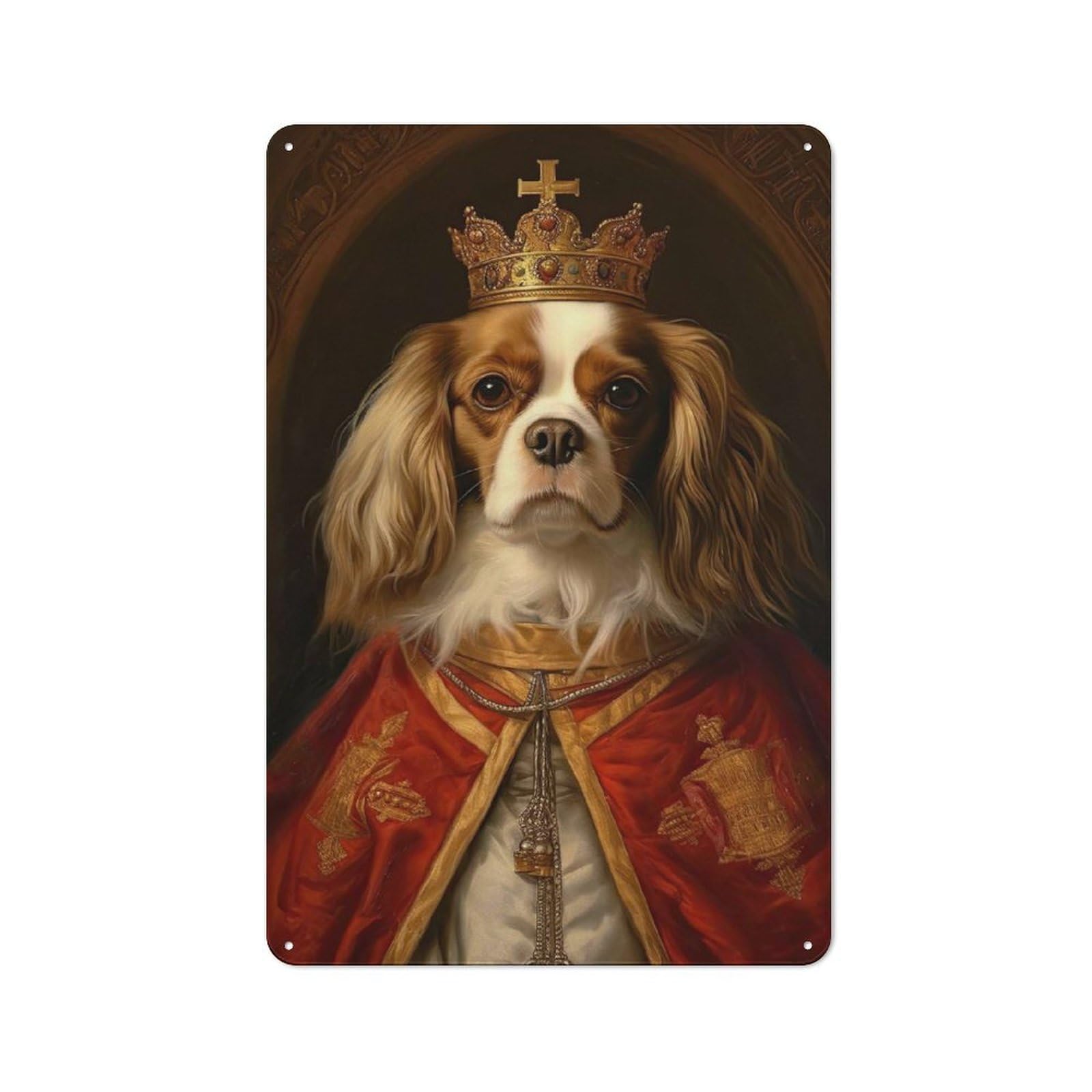 Retro Cavalier Dog The Pope Vintage Metal Sign 30x20cm, Small Space Decor for Hallway, Home Bar, Garage Or Study