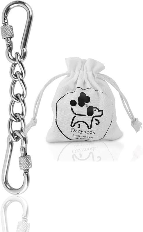 Conector de Segurança para Coleira de Cães Ozzynods em Aço Inoxidável com 2 Mosquetões com Trava, 11,68 cm