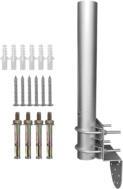 WiTi Antenna Pole Mount Bracket 12" with 2 U-Bolts, Wireless WiFi Bridge Attic Roof Outside Wall Mounting Holder,Universal Mounting Poles for Home Outside Antennas,Access Point