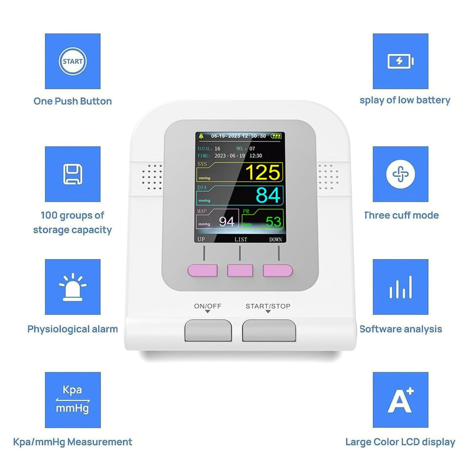 Monitor De Presión Arterial para Perros Y Gatos, Esfigmomanómetro Electrónico Digital con 3 Brazaletes Y Pantalla LCD De 2.8 Pulgadas, 3 Modos Y Memoria para 100 Registros De Datos