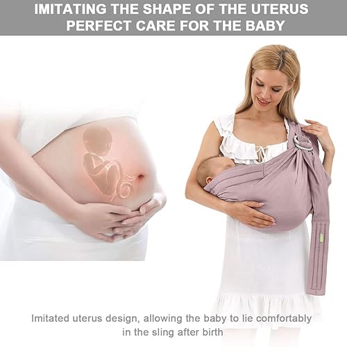 Miniatura 7 de Portabebés - Portabebés - Eslinga de anillo suave ajustable para recién nacidos, correa multifuncional transpirable para mamá y papá, apoyo a bebés